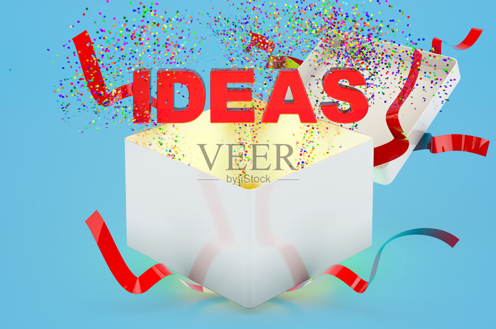 礼物的概念。蓝色背景的3D渲染照片摄影图片