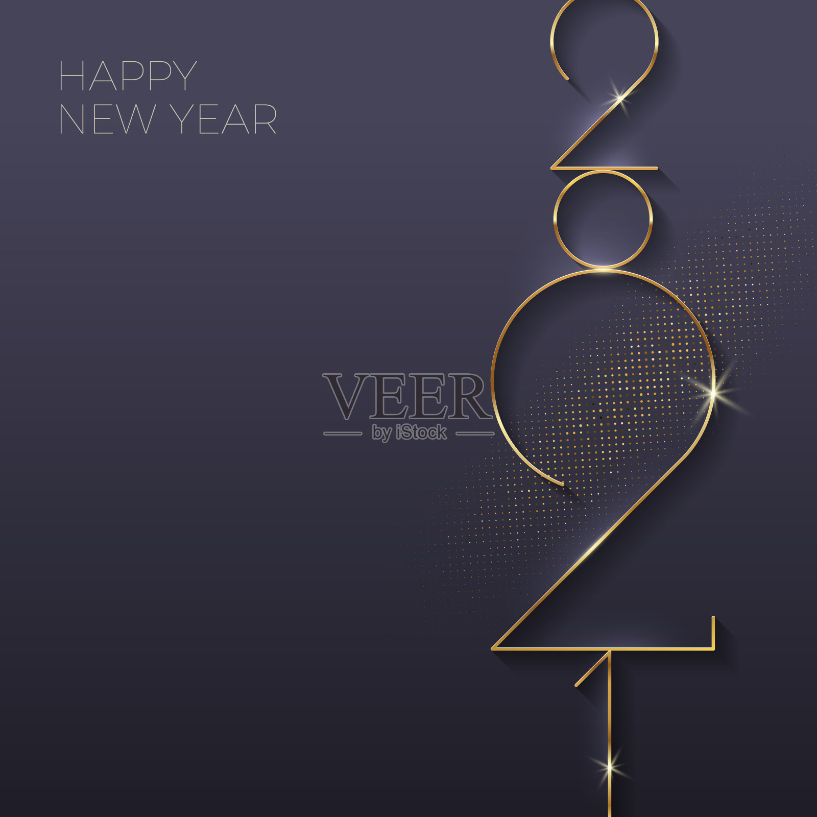 带有金色2021年新年标志的节日贺卡。矢量插图。节日贺卡、请柬、日历等的设计。插画图片素材