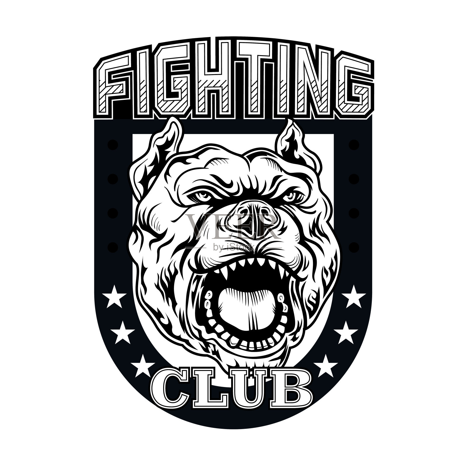 搏击俱乐部的招牌上有愤怒的狗插画图片素材