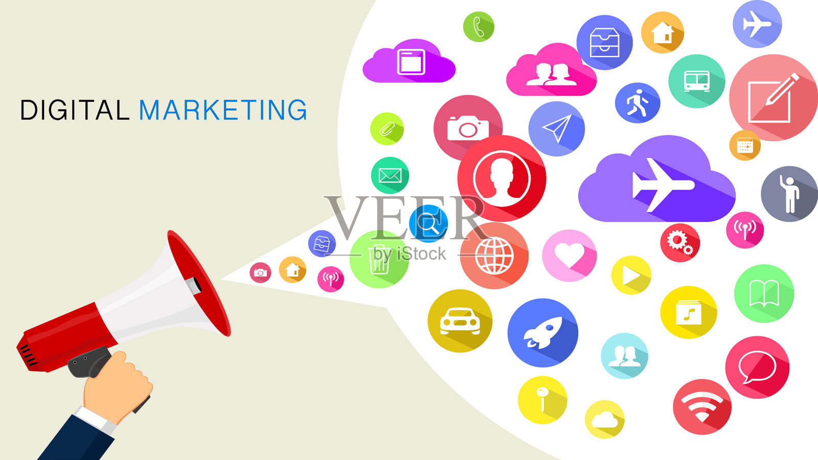 一个数字营销的商人持有图标素材