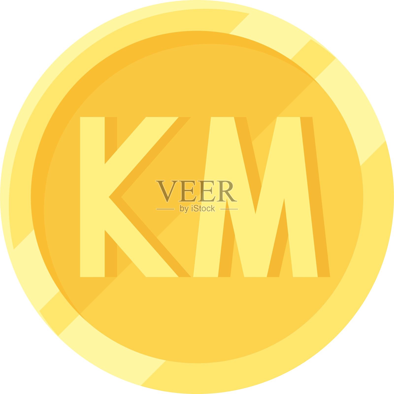 波斯尼亚和黑塞哥维那可兑换的标志硬币矢量图标插画图片素材