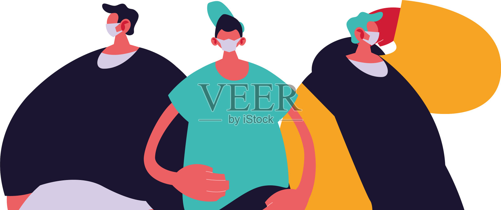 都市男子卡通面具和休闲服装插画图片素材