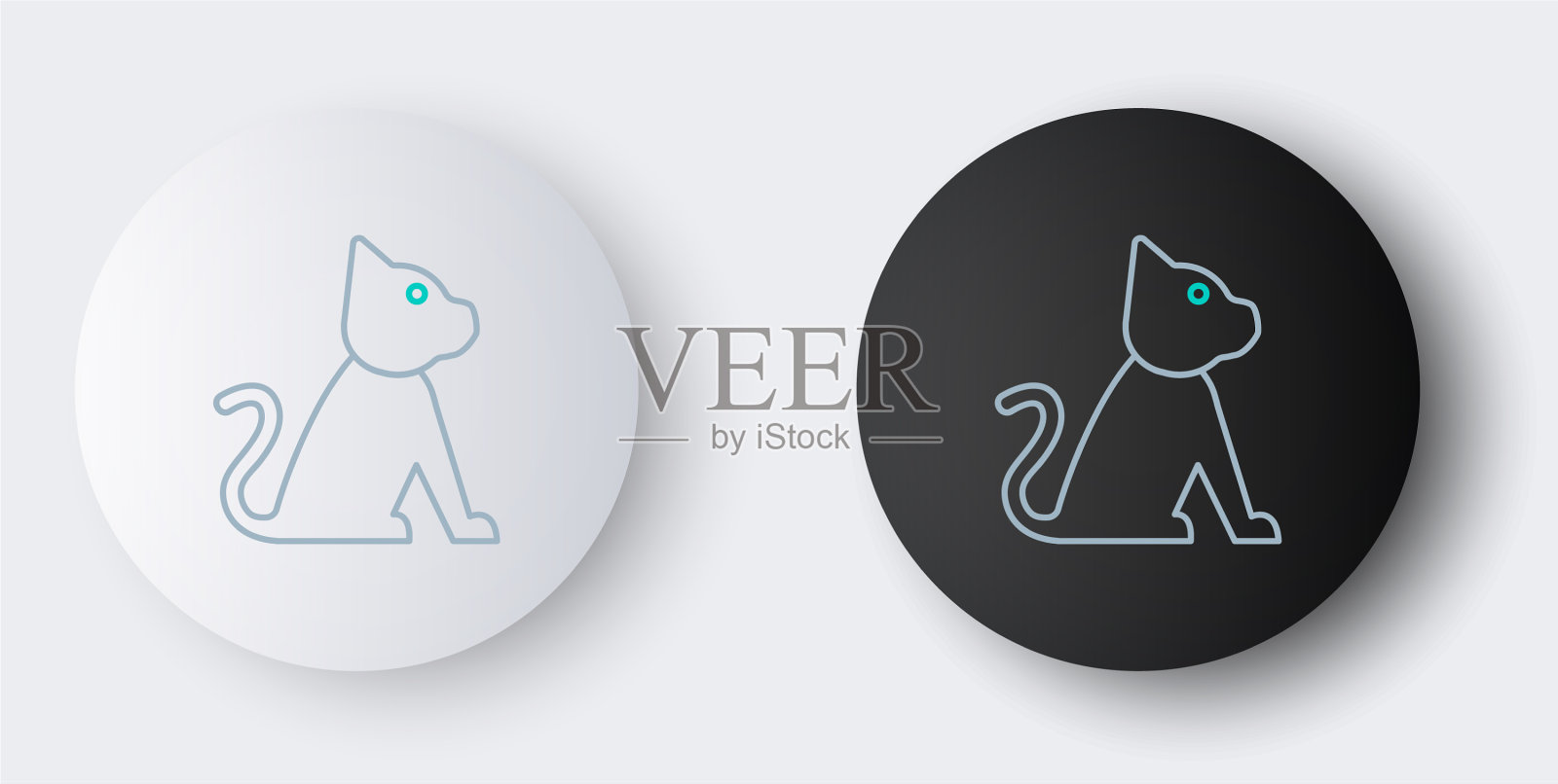 线猫图标孤立在灰色背景插画图片素材