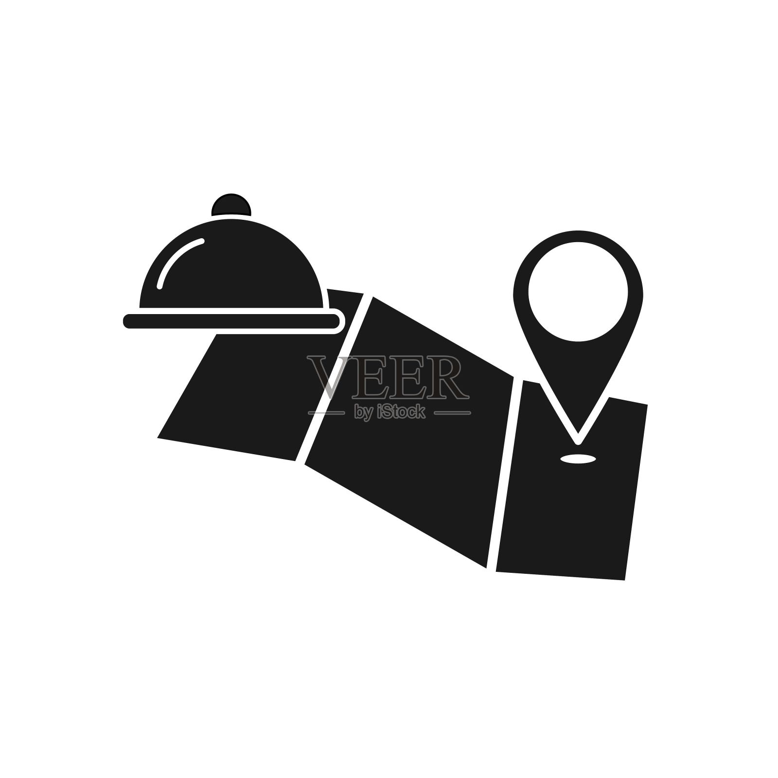 外卖黑色平面图标矢量插画图片素材