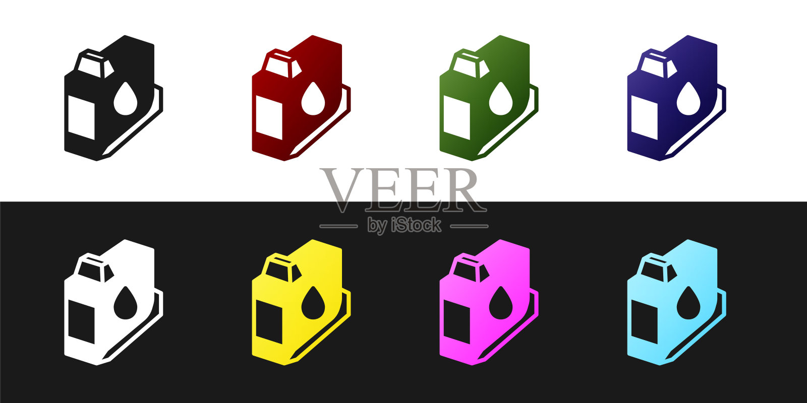 将打印机墨盒图标隔离在黑白背景上。向量插画图片素材