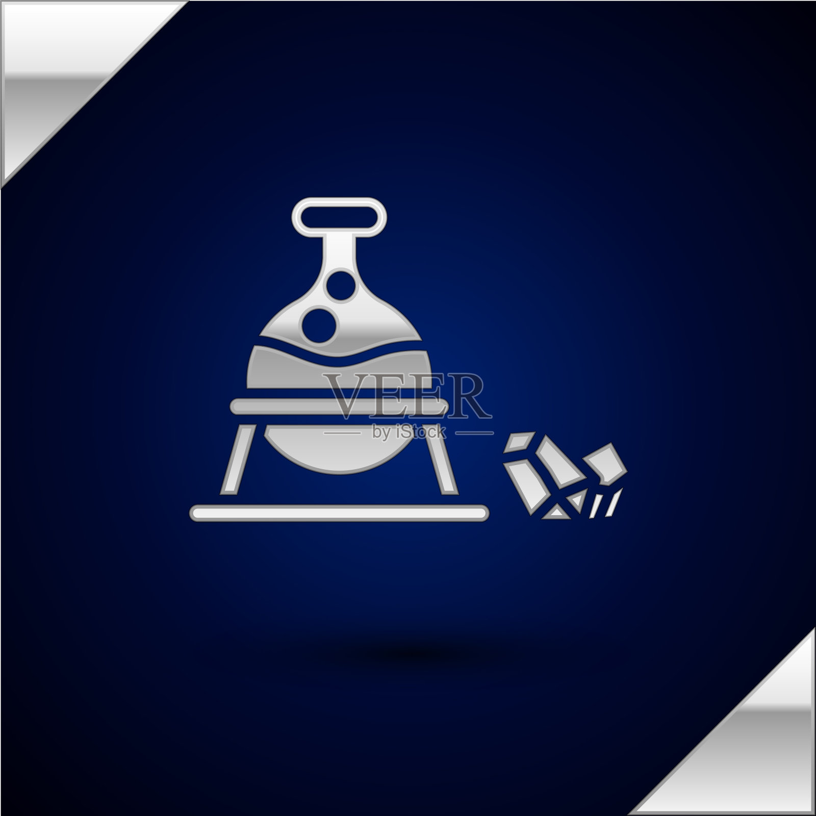 银色女巫坩埚和魔法石图标图标素材