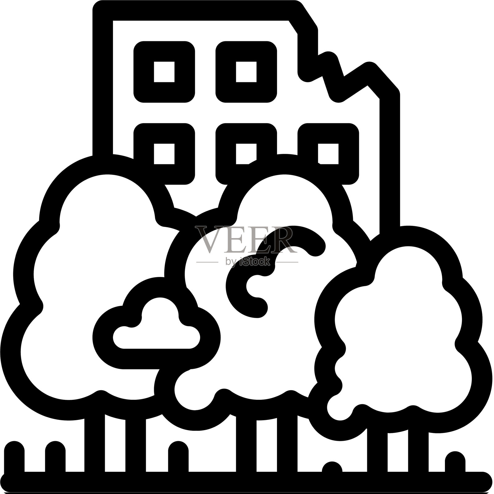 森林废墟房屋背景图标轮廓图标素材