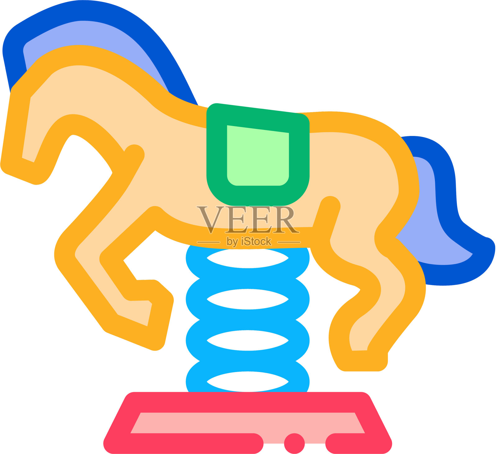 骑马为儿童图标轮廓设计元素图片