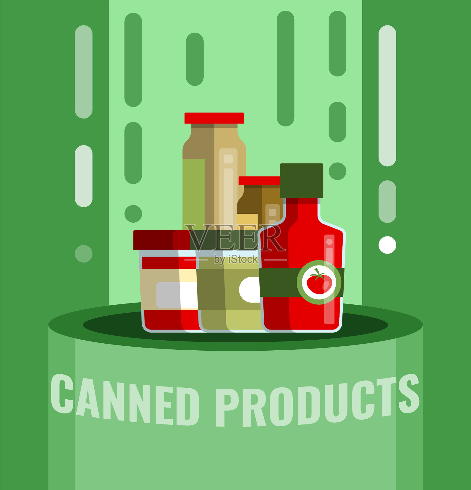 罐头行,罐头食品等插画图片素材