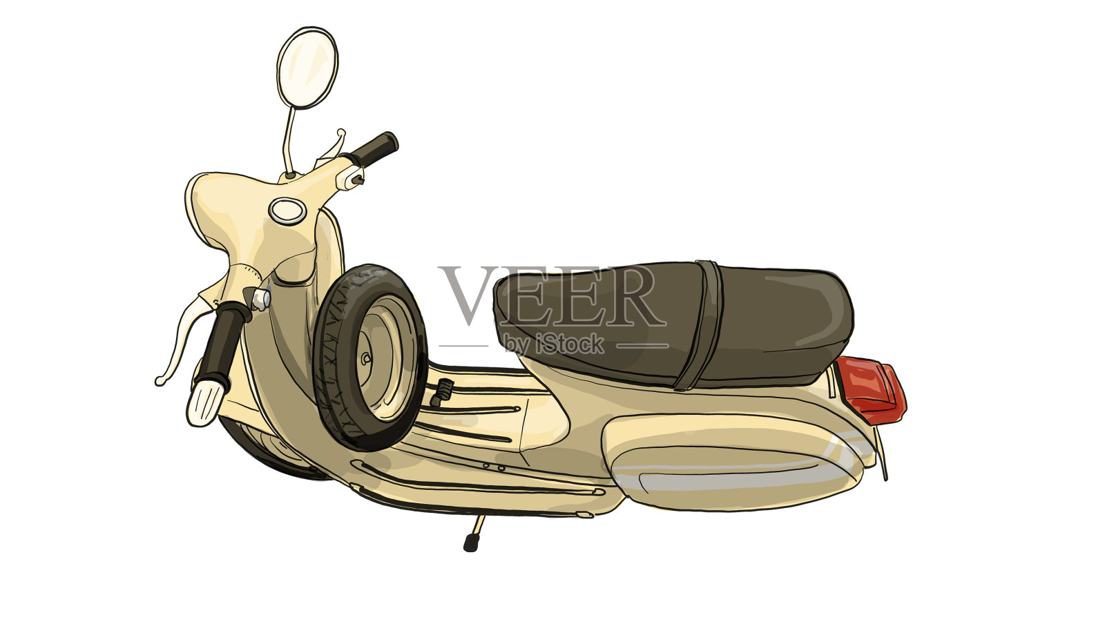 摩托车和老式摩托车插画图片素材