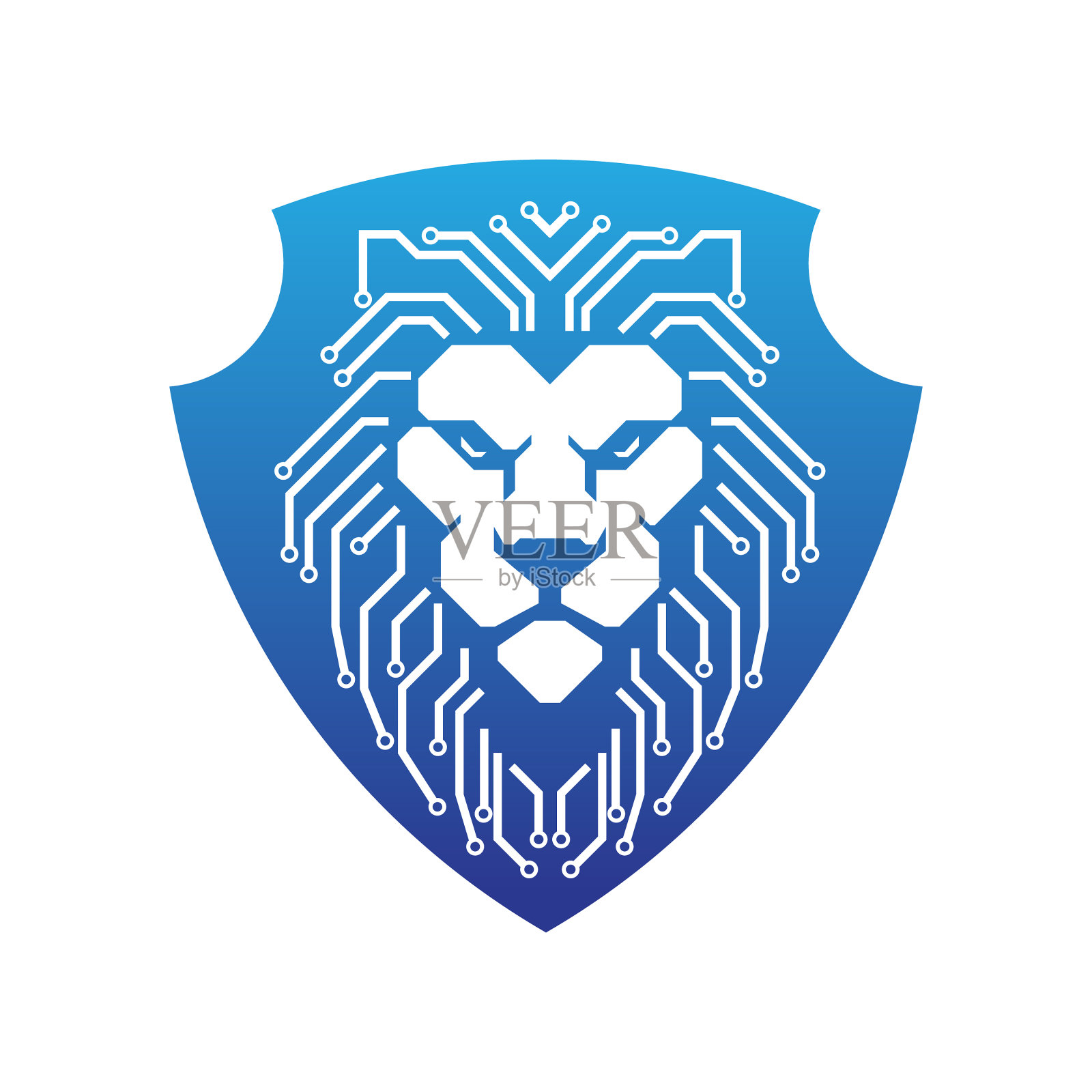 未来狮头科技盾标志模板插画图片素材