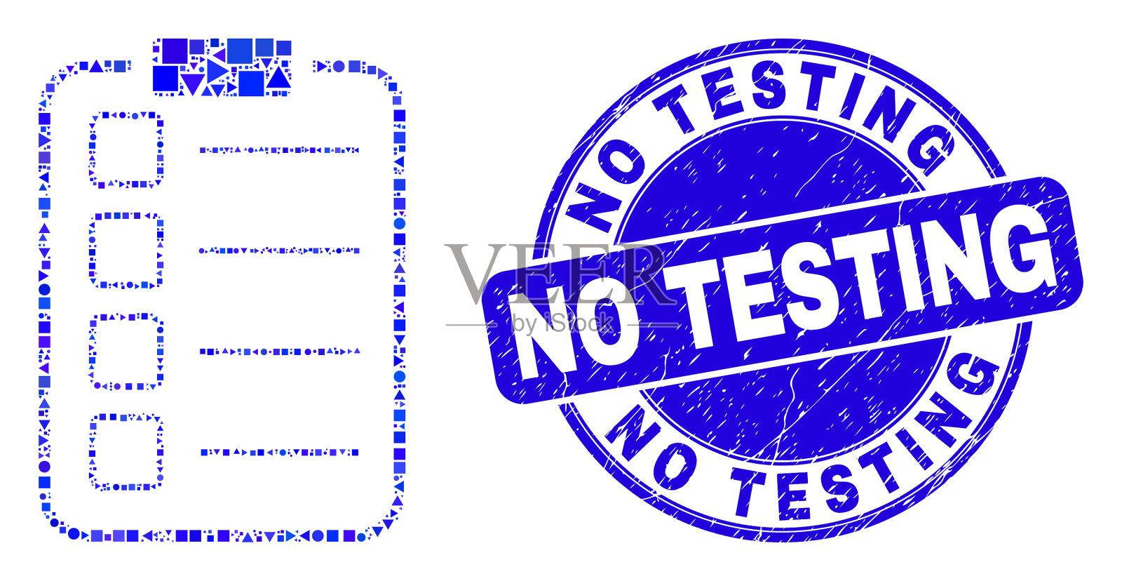 蓝色划伤没有测试密封和清单项目垫插画图片素材