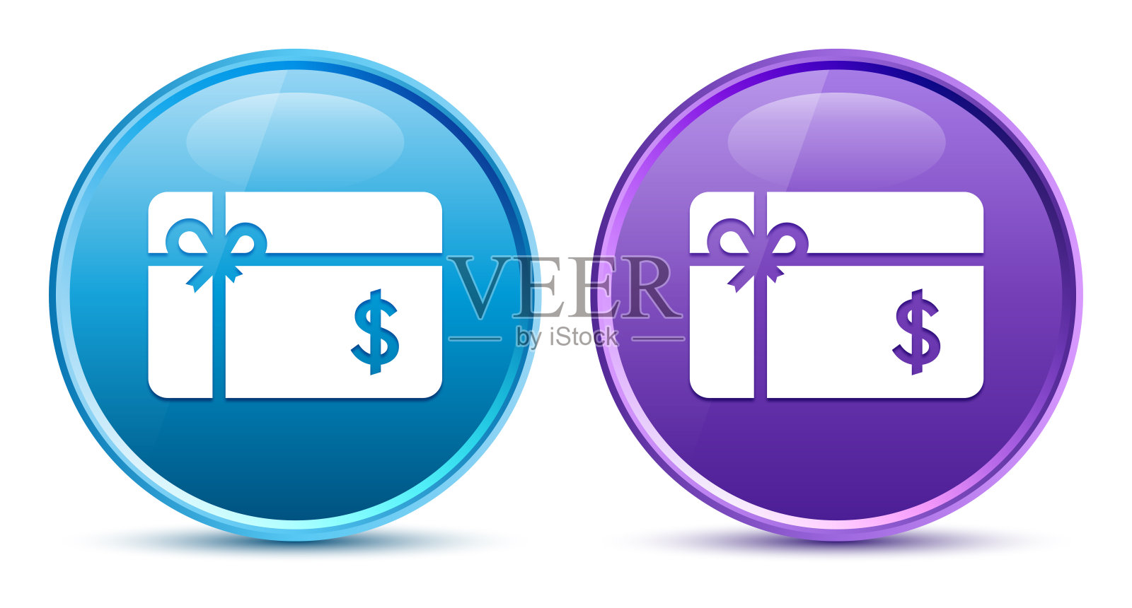 礼品卡美元标志图标圆滑软圆形按钮设置插图图标素材