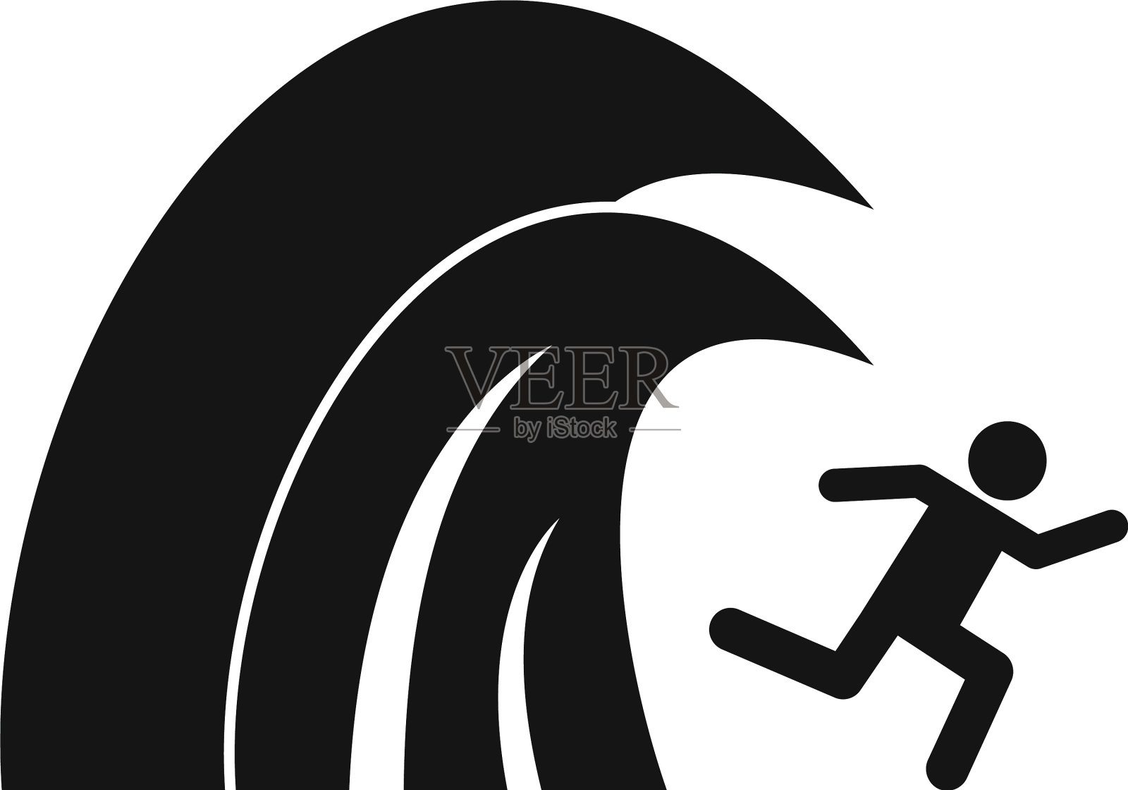 冲浪海啸图标简单的风格设计元素图片