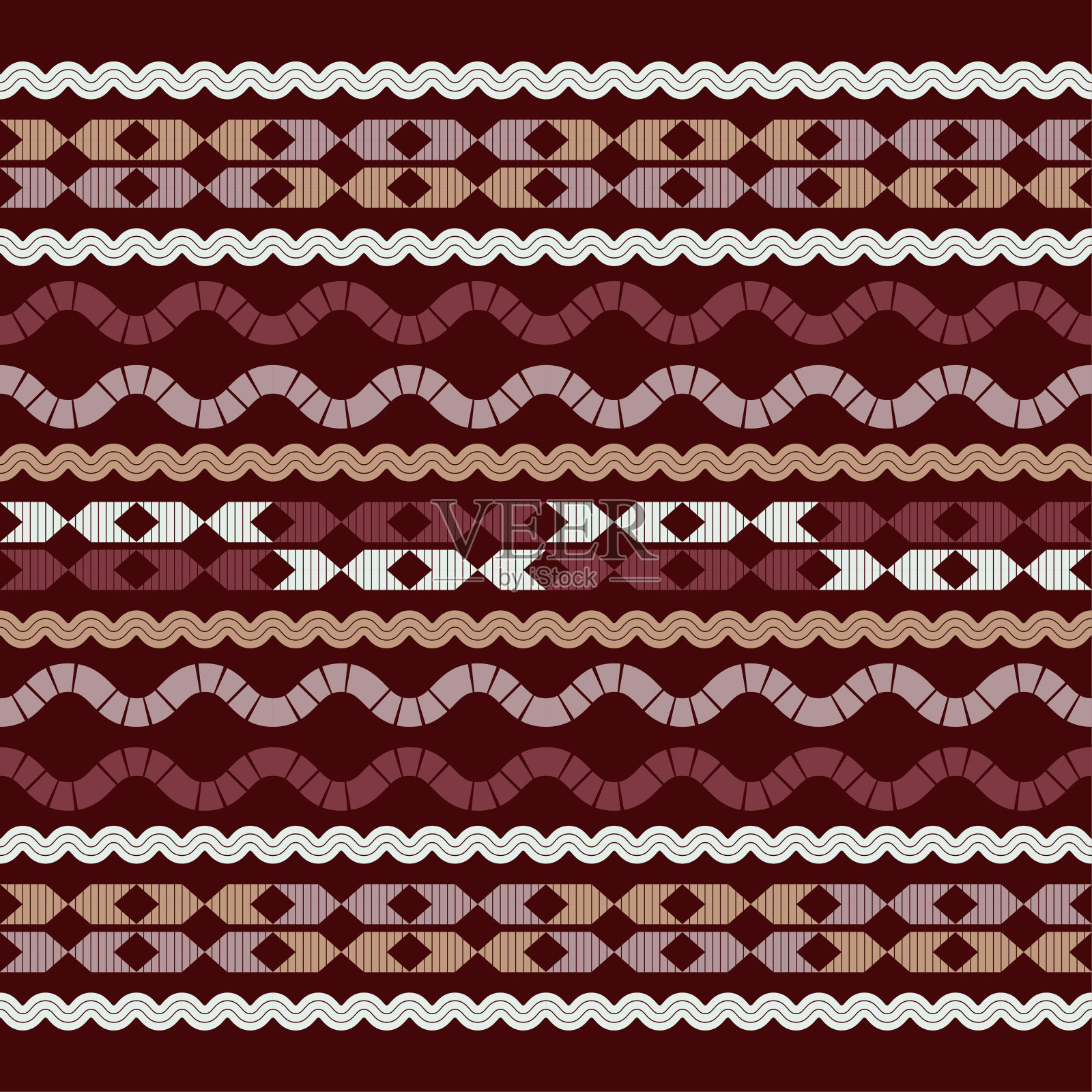 几何形状的马赛克。无缝模式。采用手动孵化设计。插画图片素材