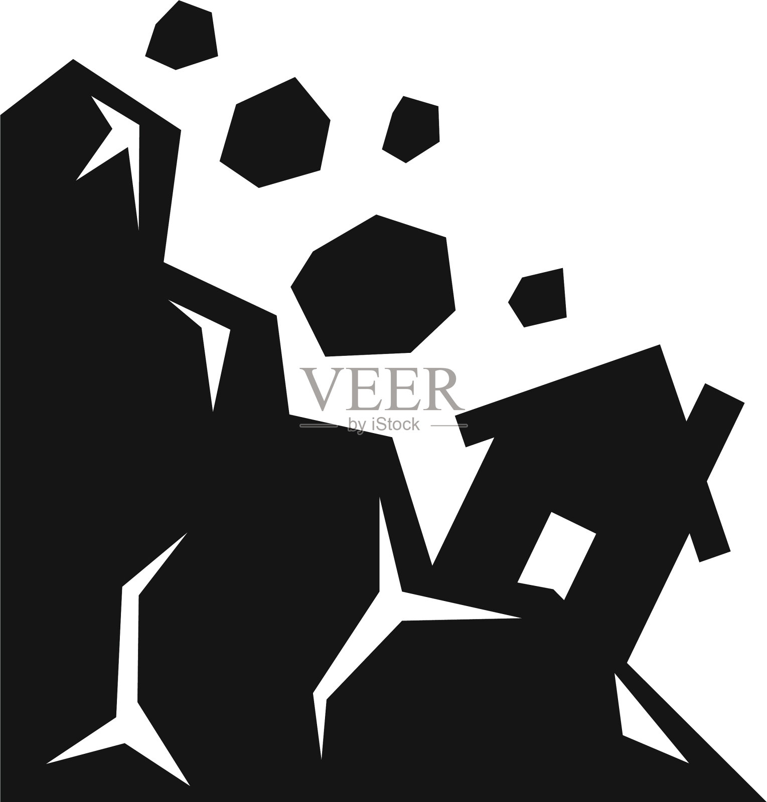 道路滑坡图标简约风格设计元素图片