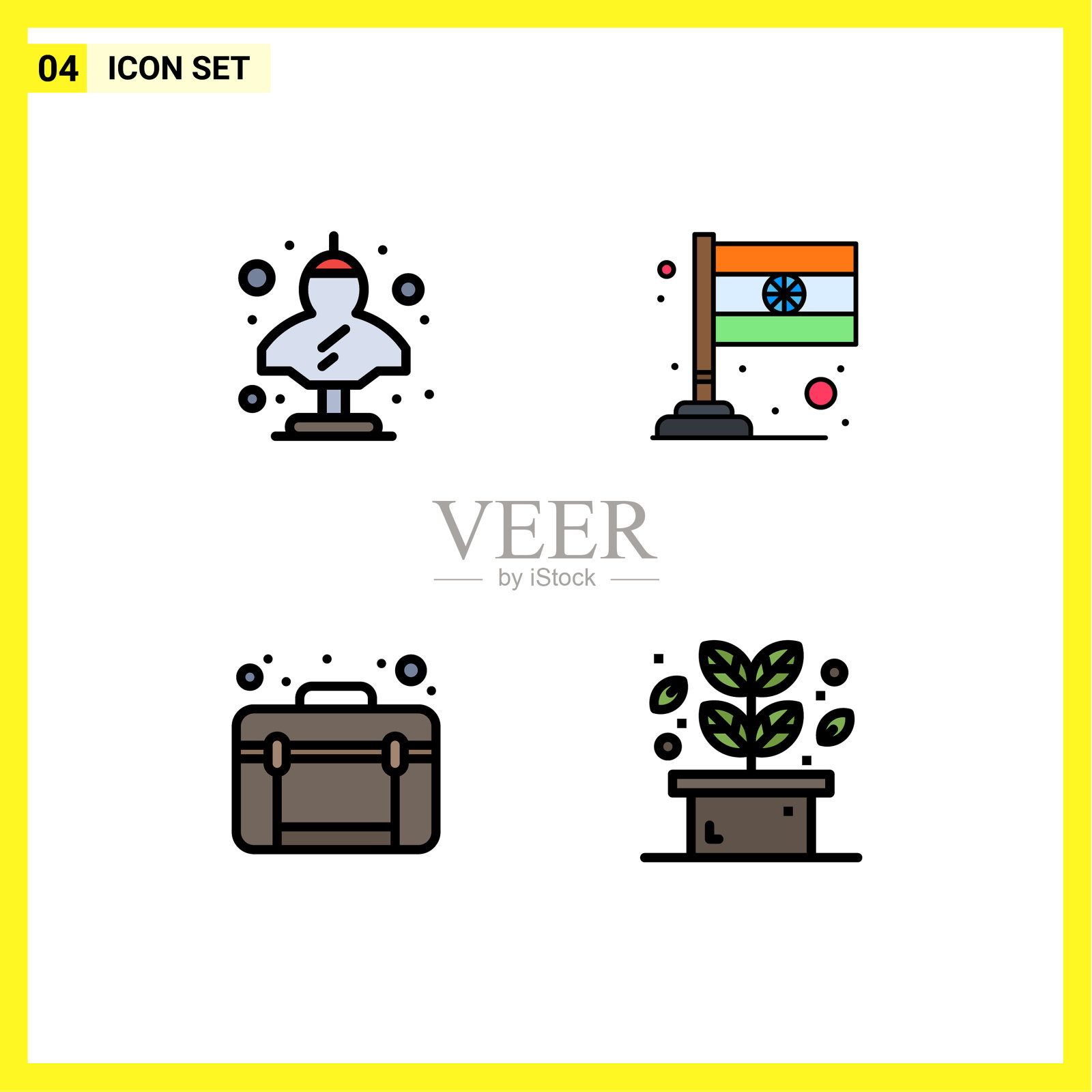 在网格上设置4个填充线的平面颜色插画图片素材