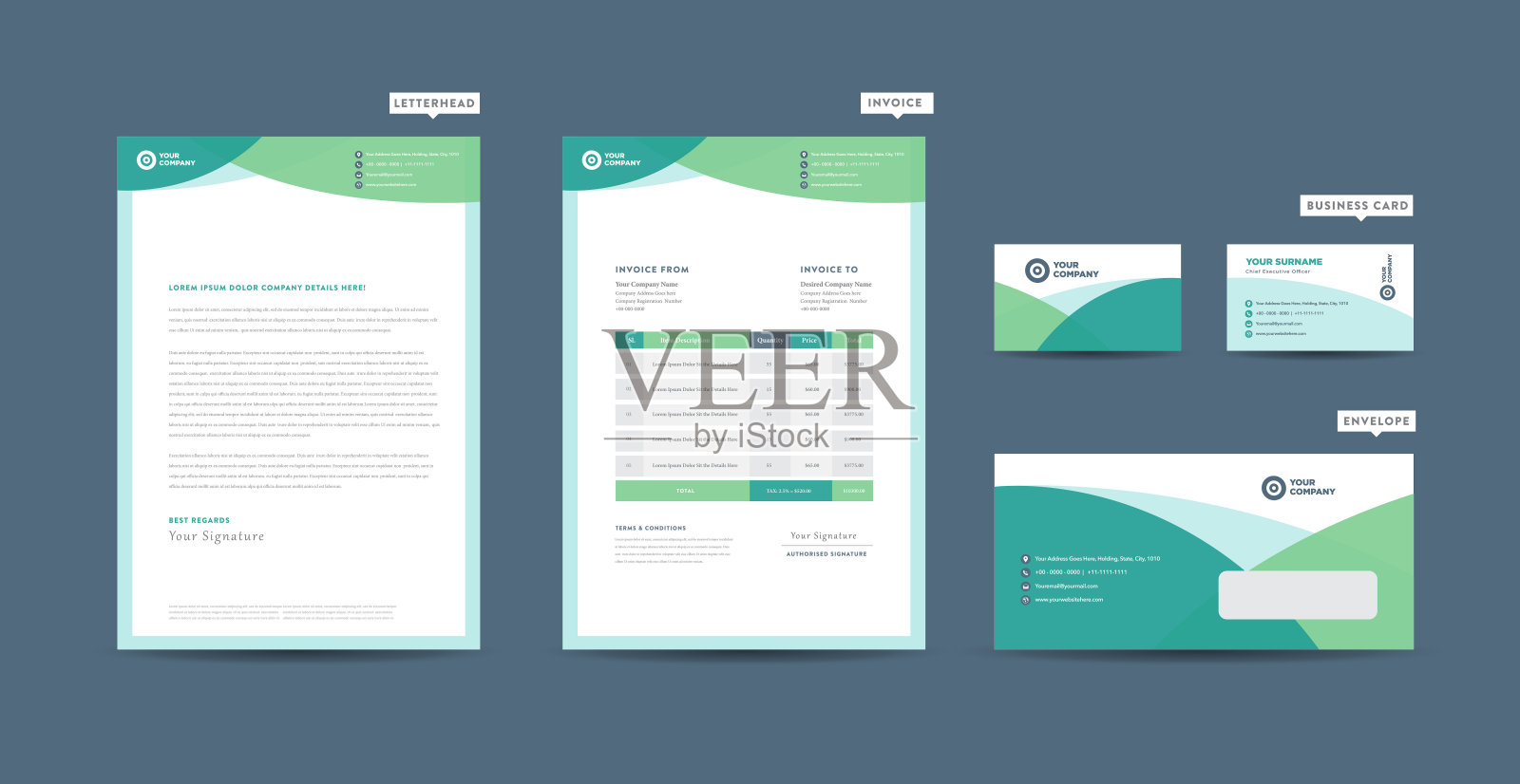 公司商业品牌标识|文具设计|信头|名片|发票|信封|创业设计插画图片素材