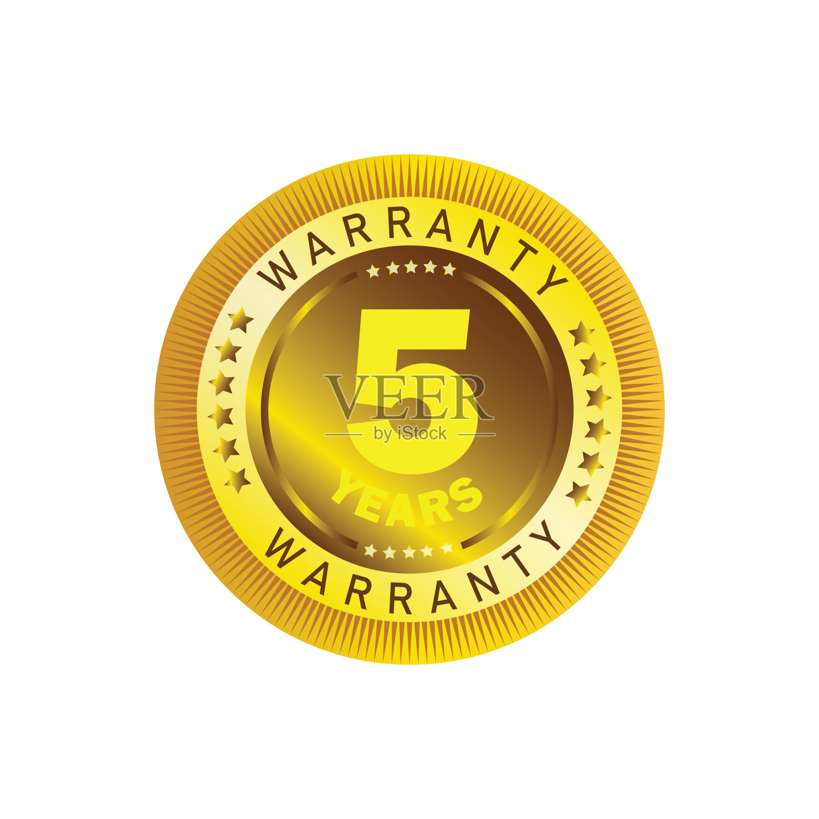5年保修圈星星按钮插画图片素材