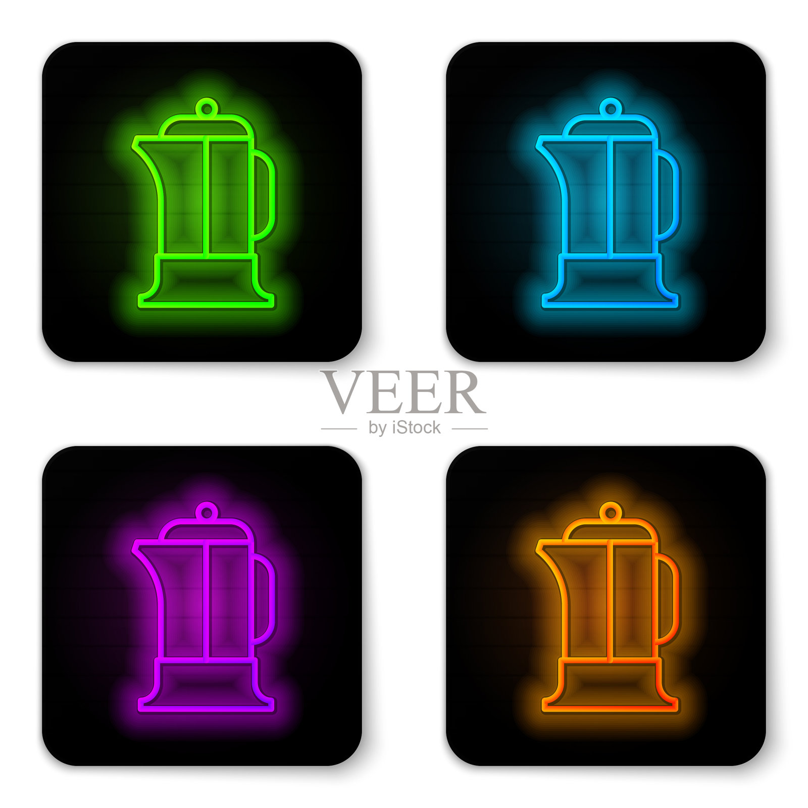 发光的霓虹灯线法国出版社图标孤立上插画图片素材