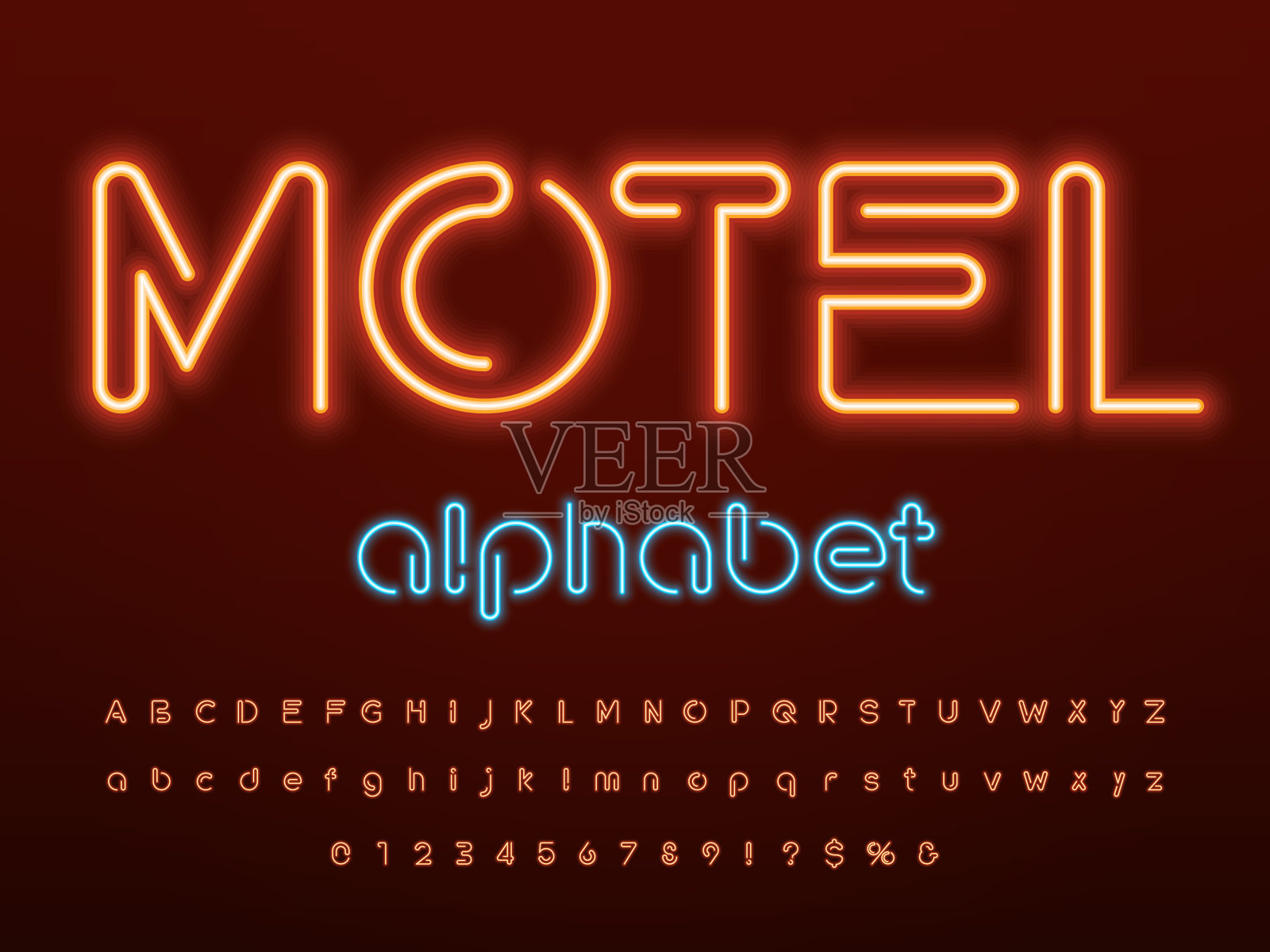 霓虹灯的字体插画图片素材