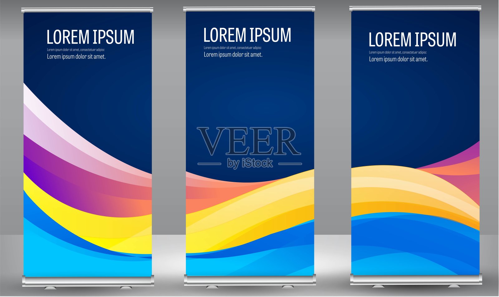 卷起横幅颜色形状立得商业宣传册模板设计。设计模板素材