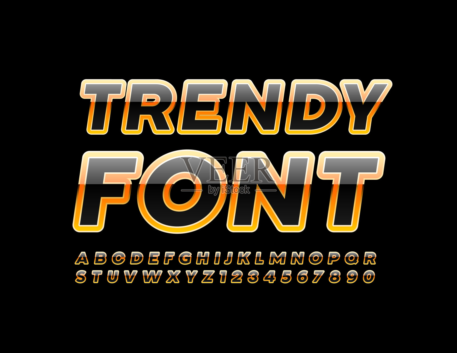 向量的字母表。明亮的时髦的字体设计元素图片