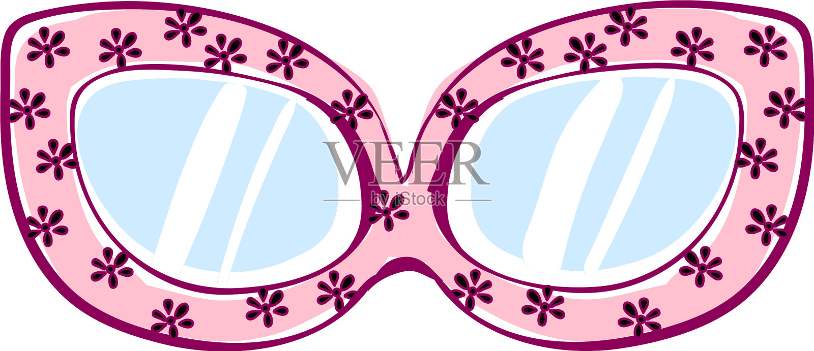 白色背景上的花太阳镜插画图片素材