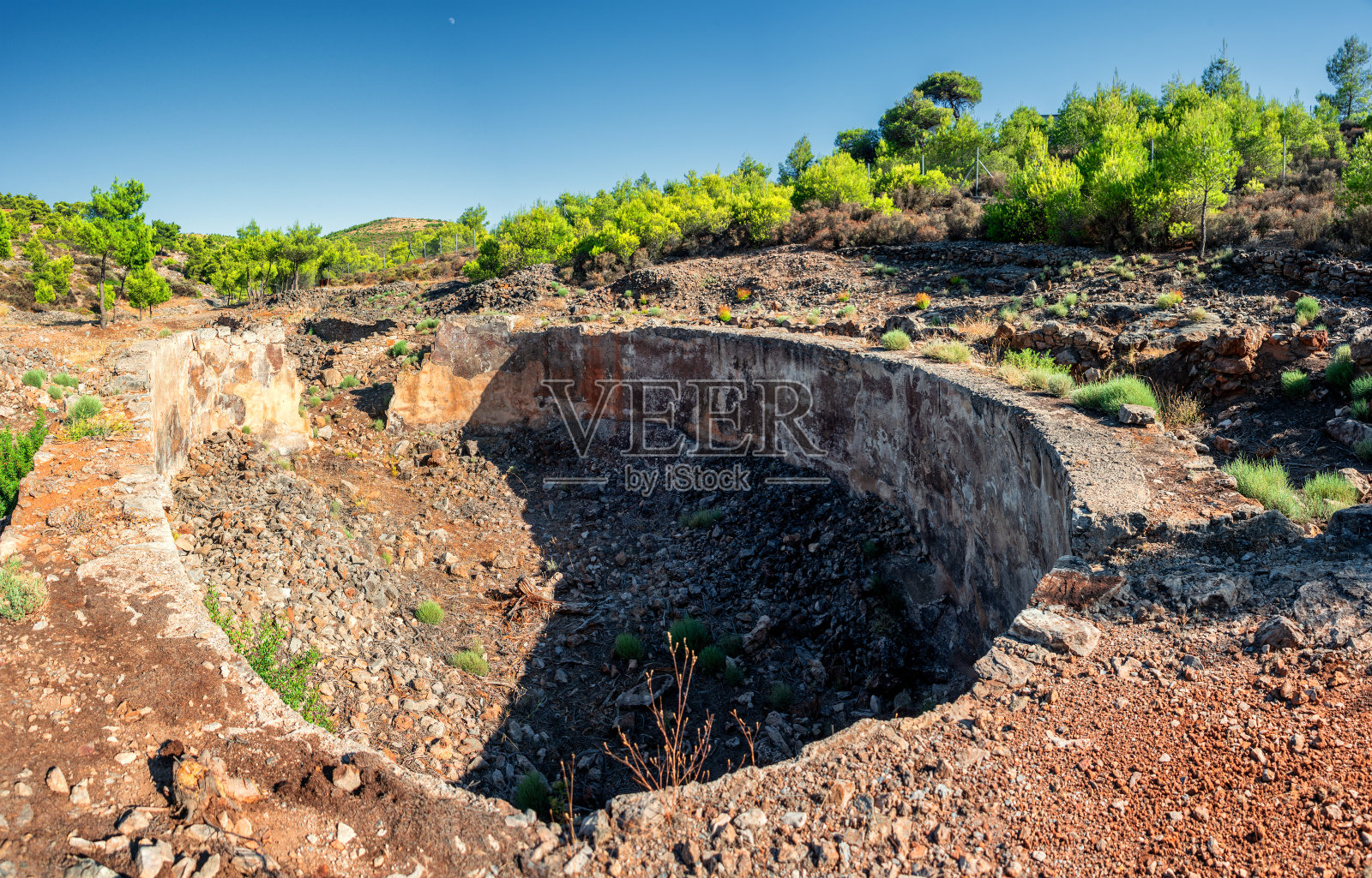 希腊Peleponnes, Lavrion附近的古代银矿。历史、古典照片摄影图片