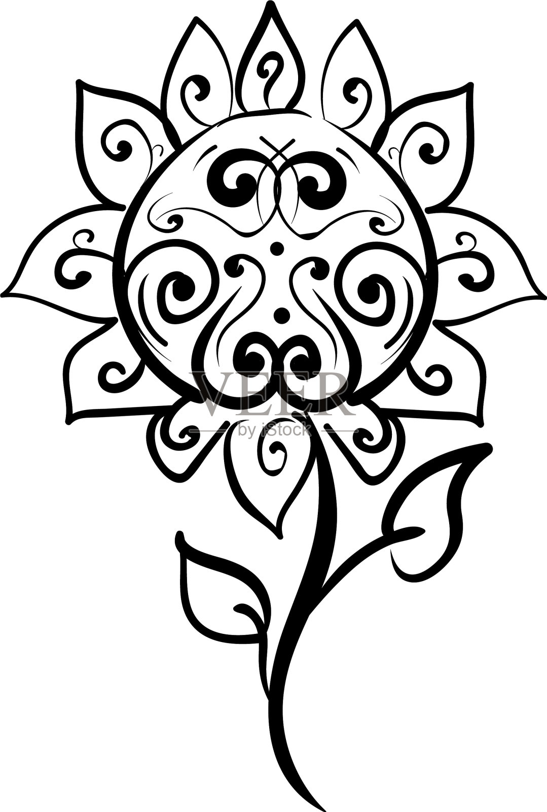 装饰向日葵在白色的背景插画图片素材