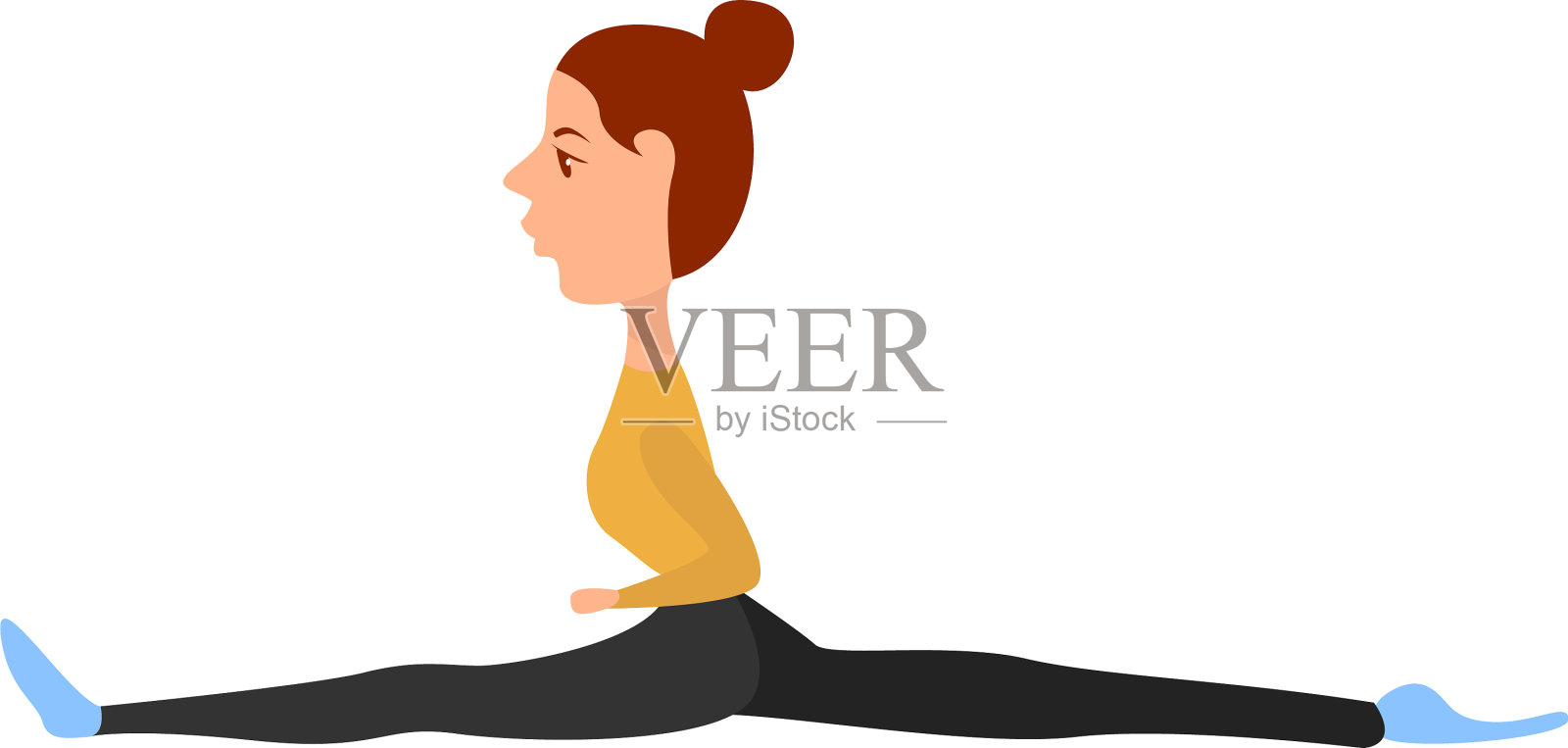 女孩坐在白色背景的麻绳上插画图片素材