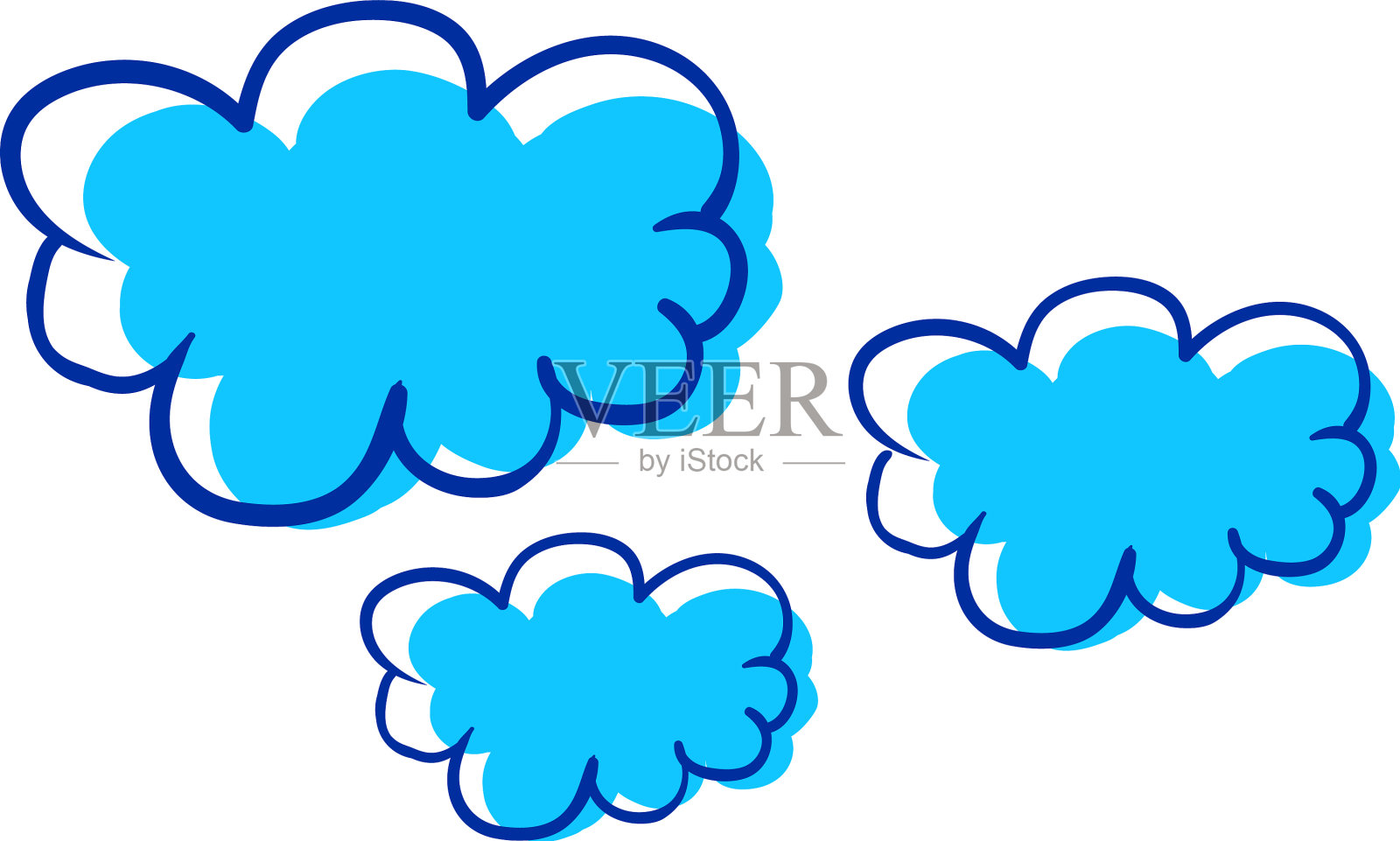 有趣的云在白色的背景插画图片素材