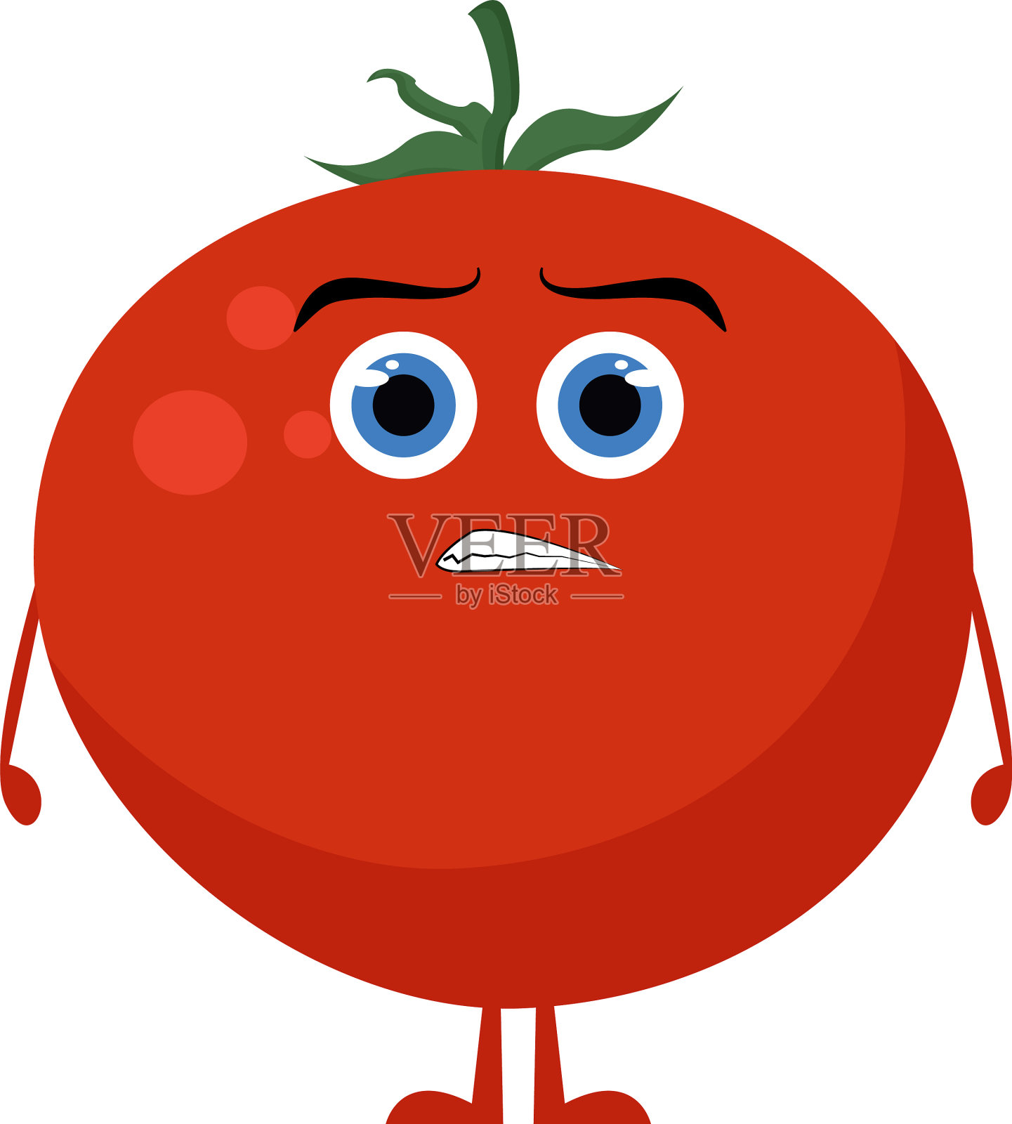 白色背景上的愤怒的番茄插画图片素材