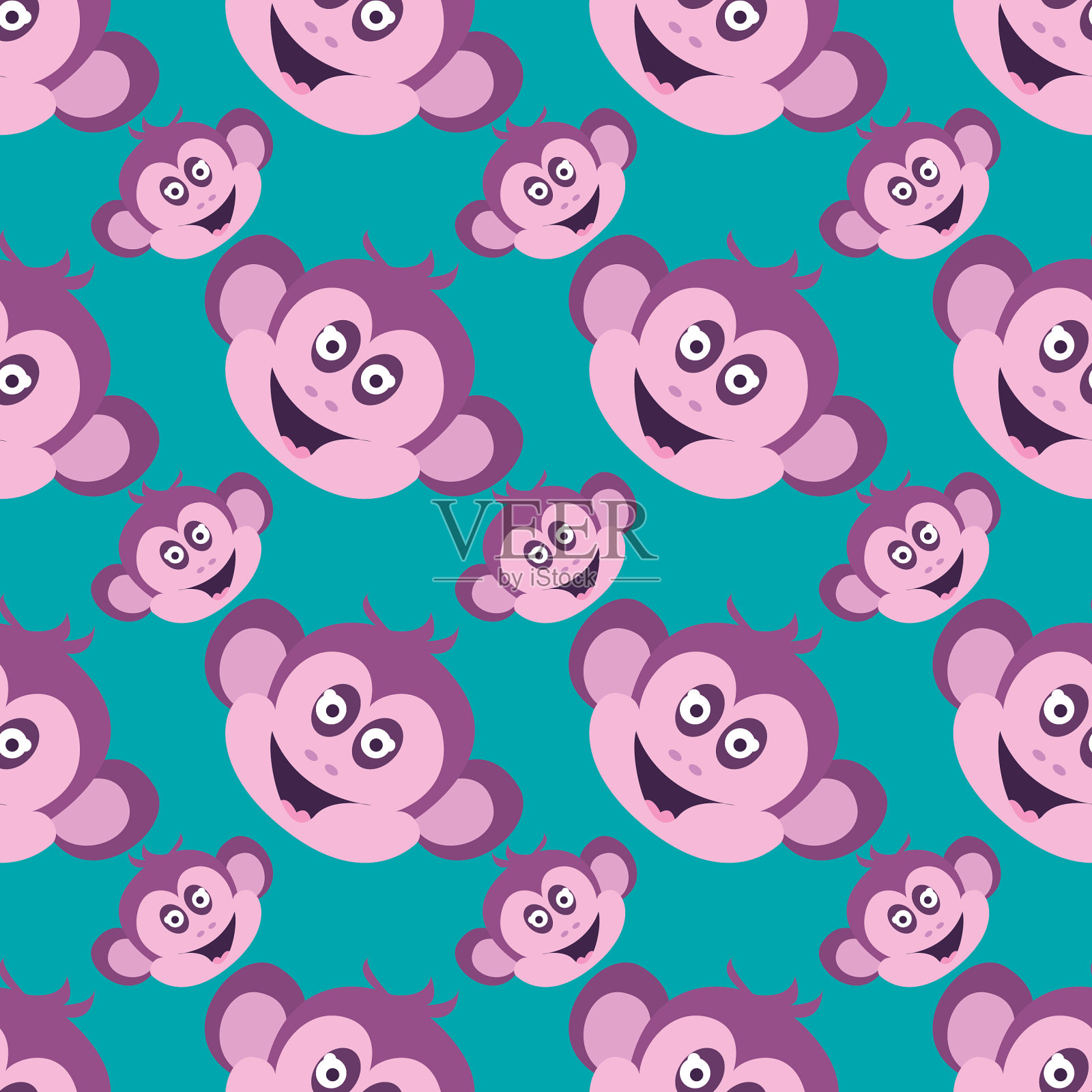 猴子图案在白色的背景上插画图片素材