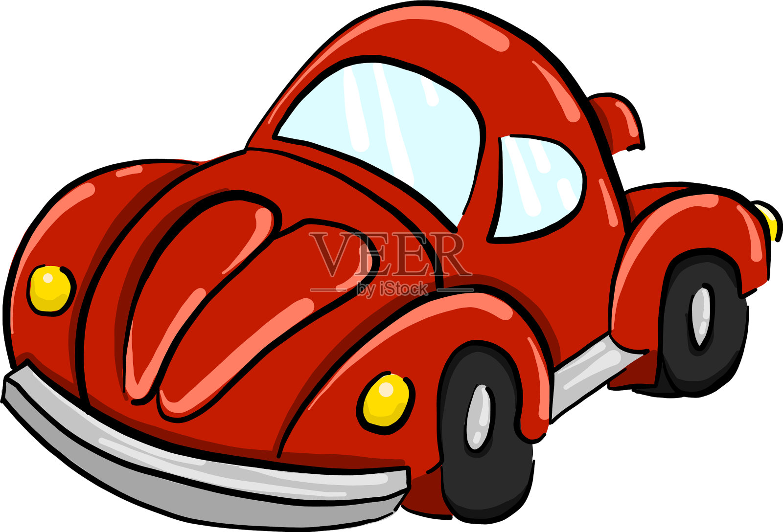 白色背景下的红色赛车插画图片素材