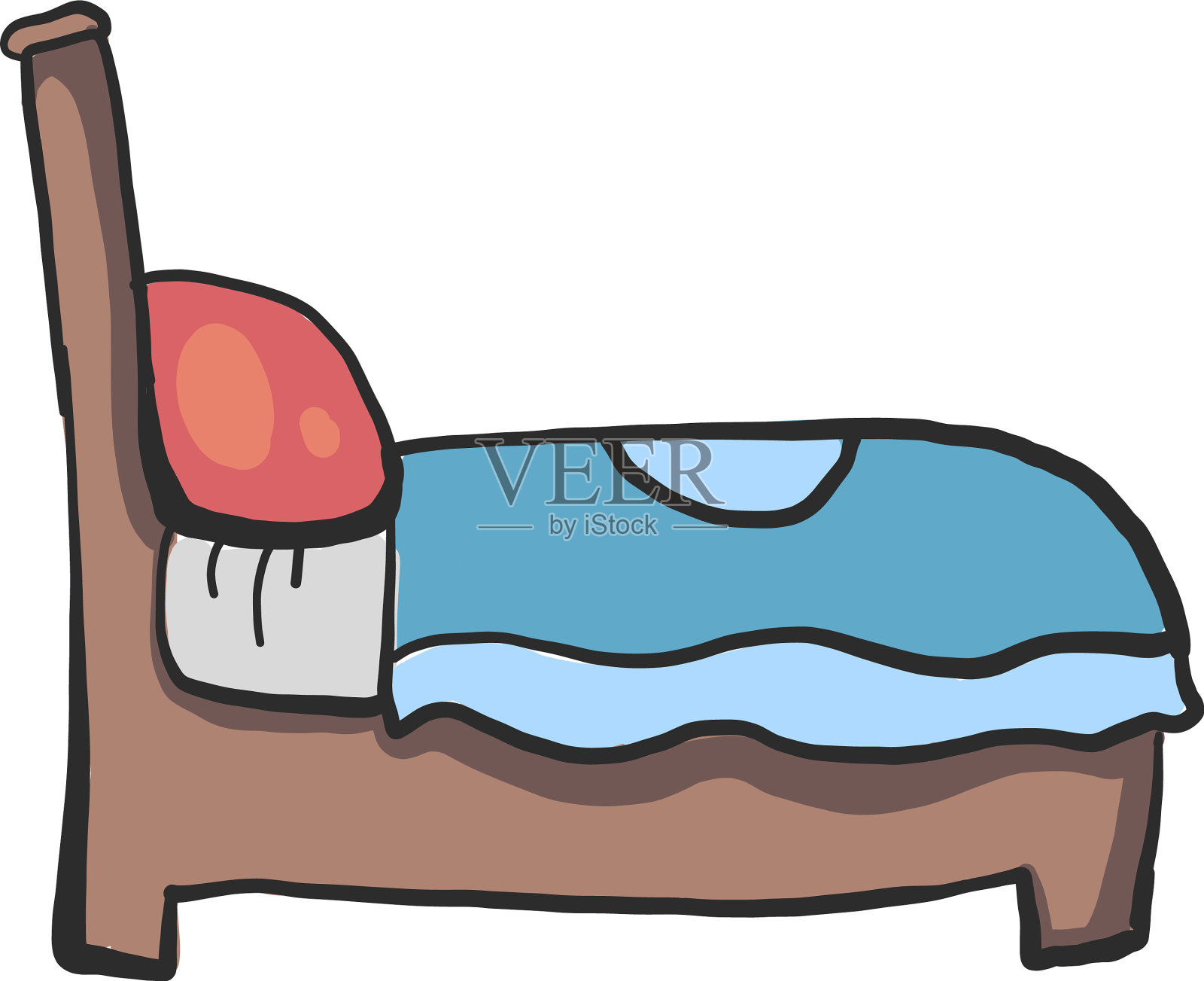 白色背景的小床设计元素图片