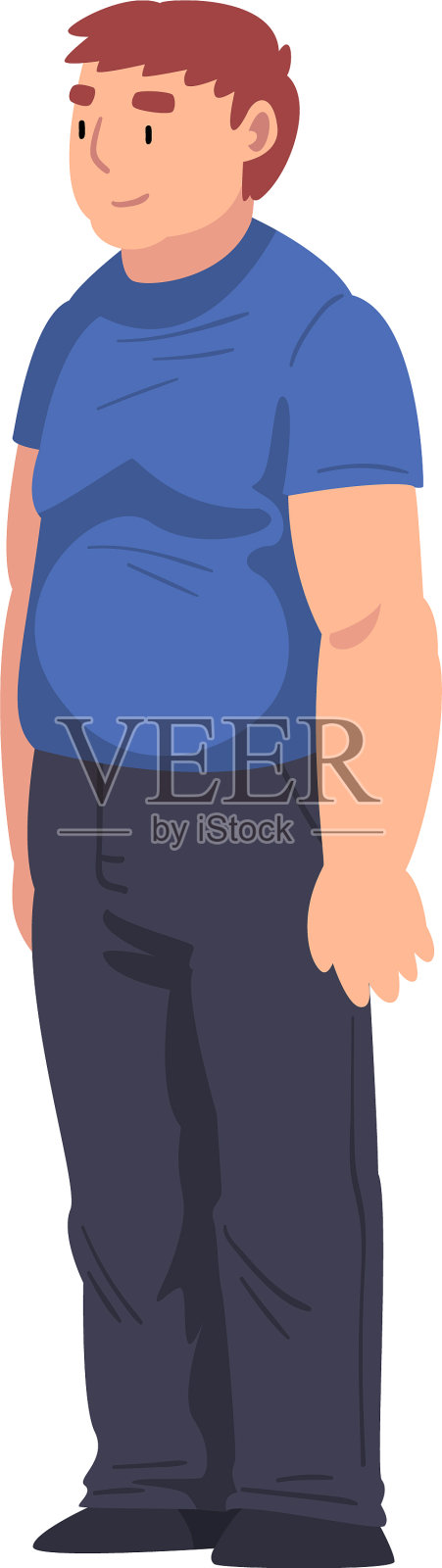 站在公交车站的肥胖年轻人设计元素图片