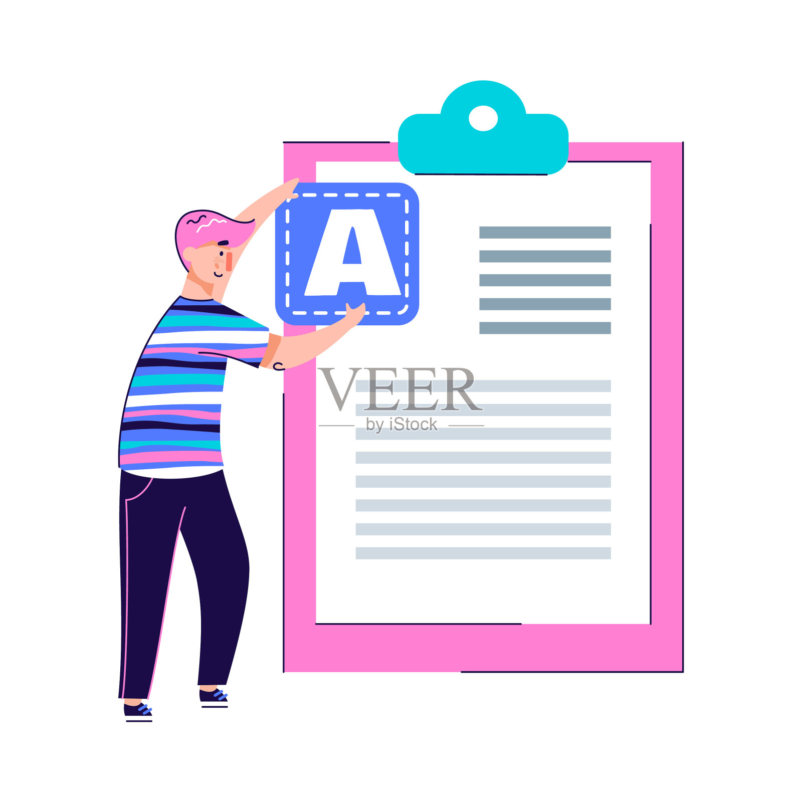 一个卡通人物站在写字板前设计元素图片