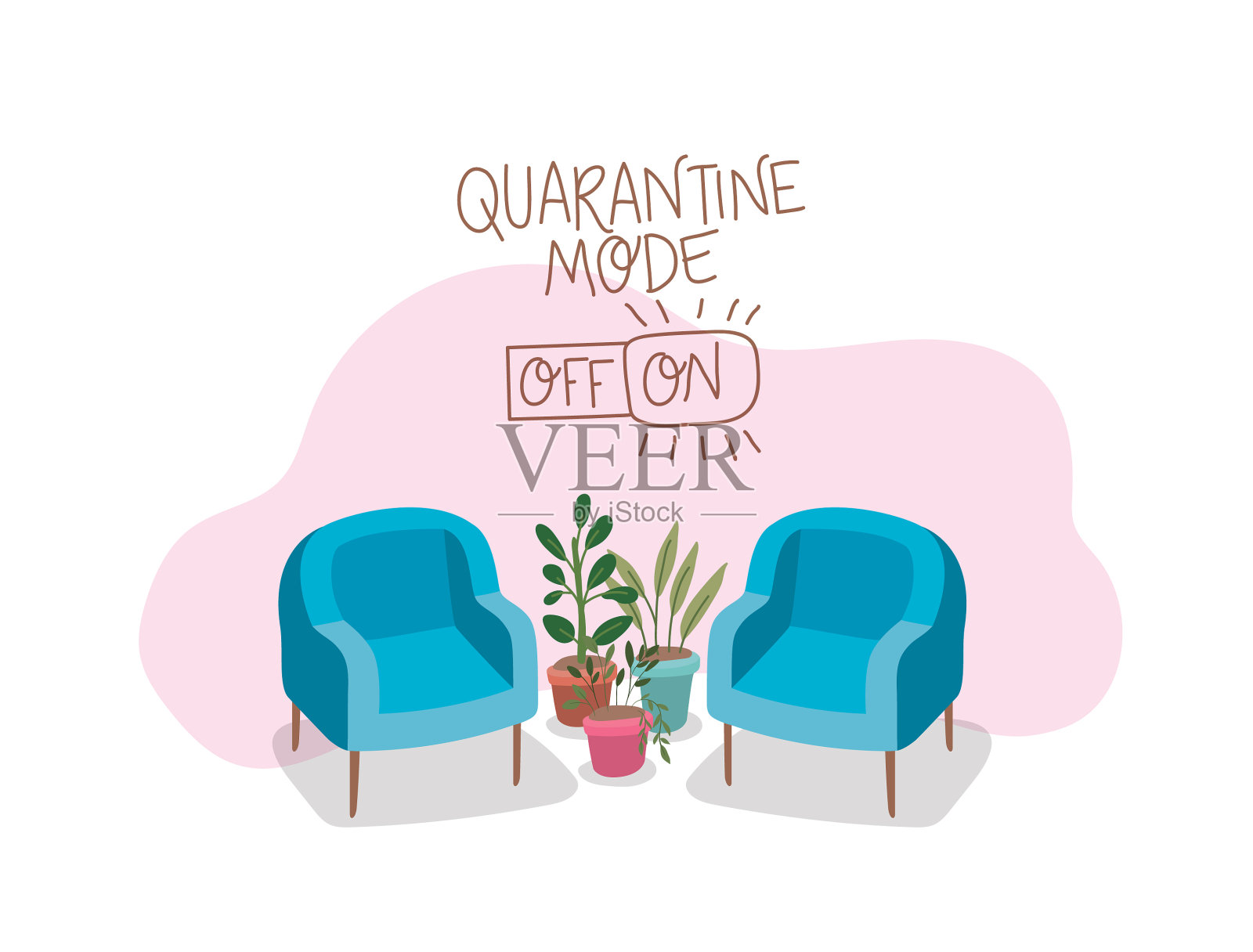 盆内座椅和植物设计插画图片素材