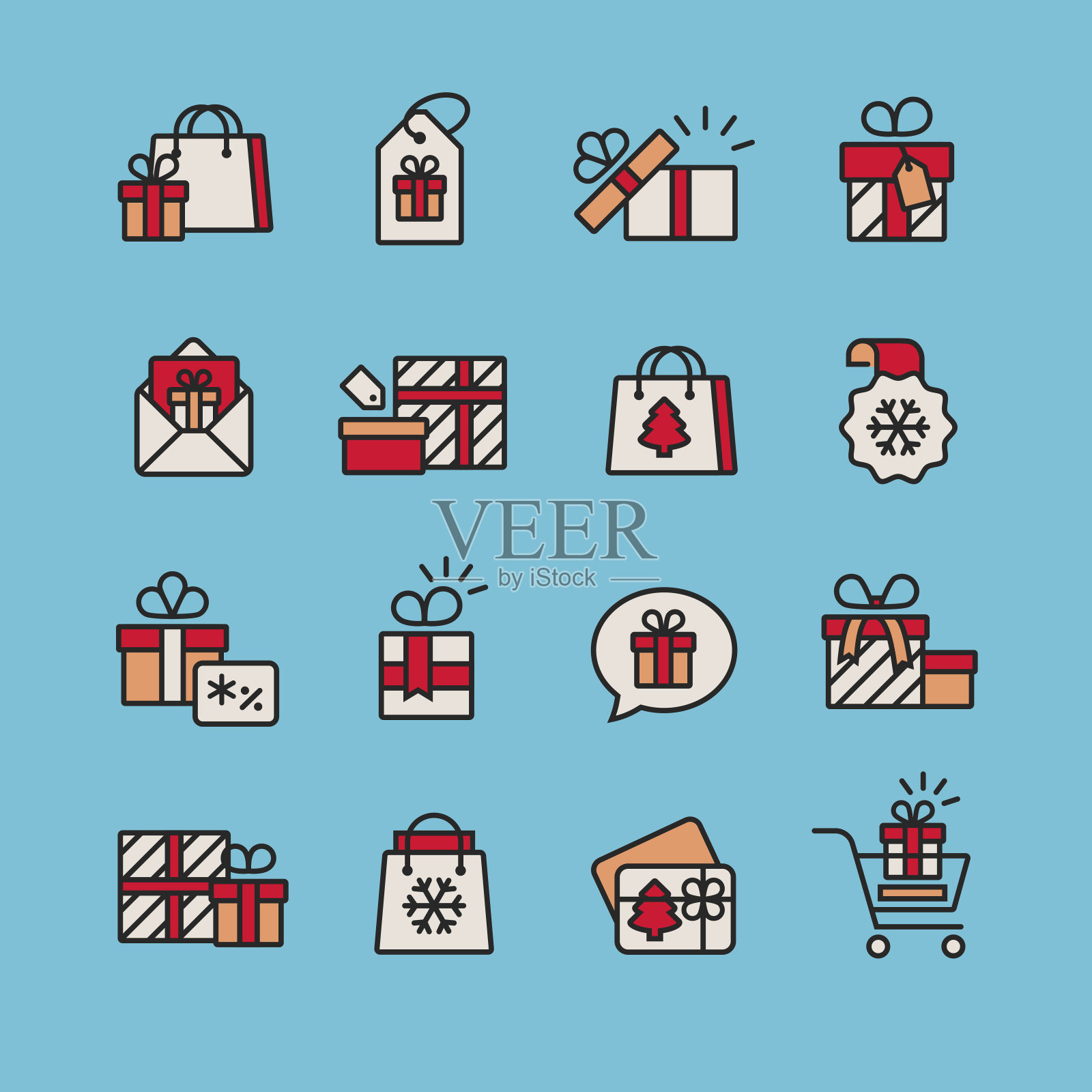 一套礼品盒图标图标素材