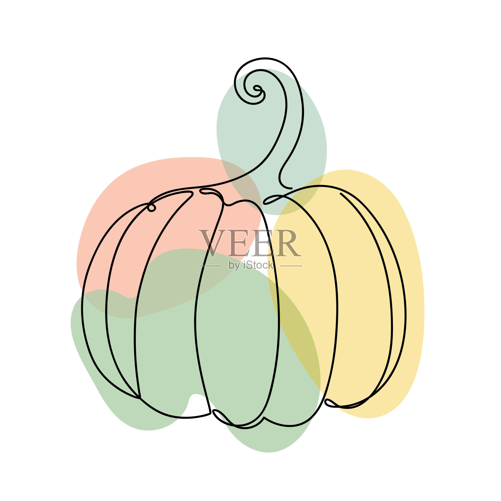 南瓜在一个手绘线性风格。插画图片素材