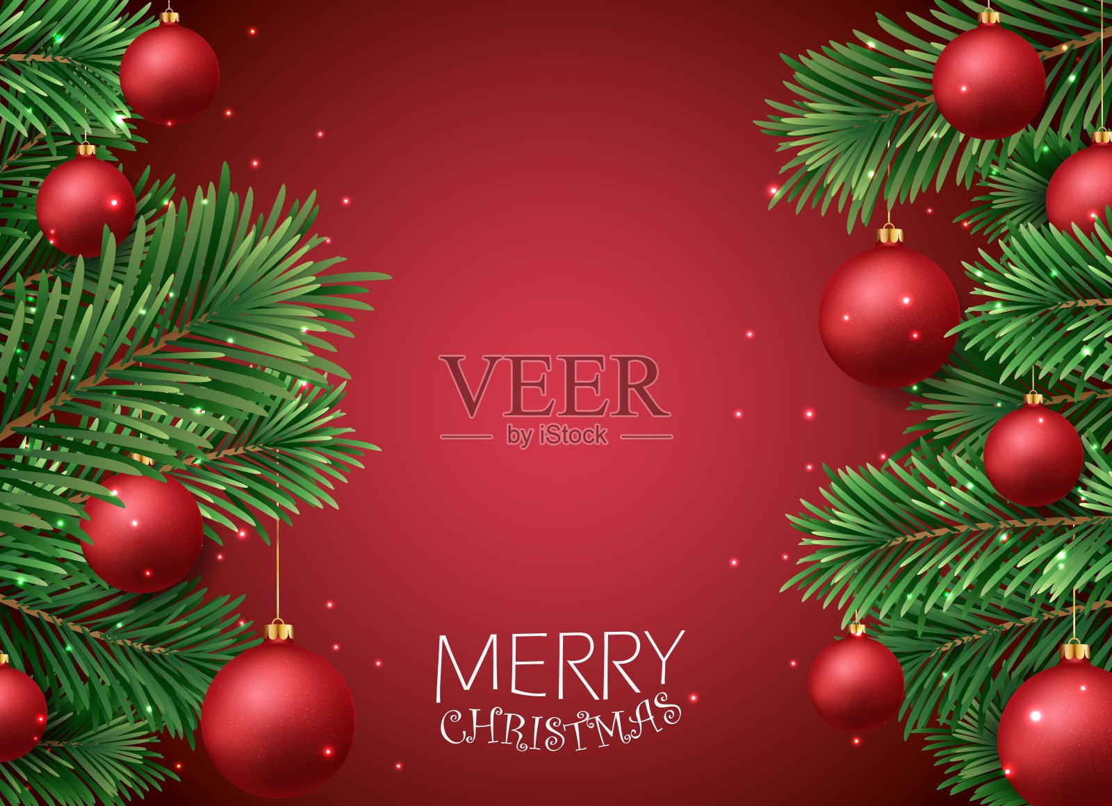 带有彩球和纸屑的圣诞快乐新年banner设计模板素材