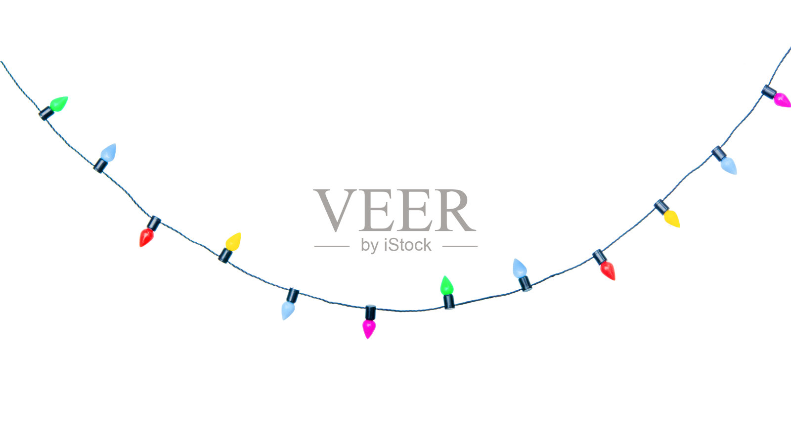 圣诞彩灯串孤立在白色的背景与剪辑路径照片摄影图片