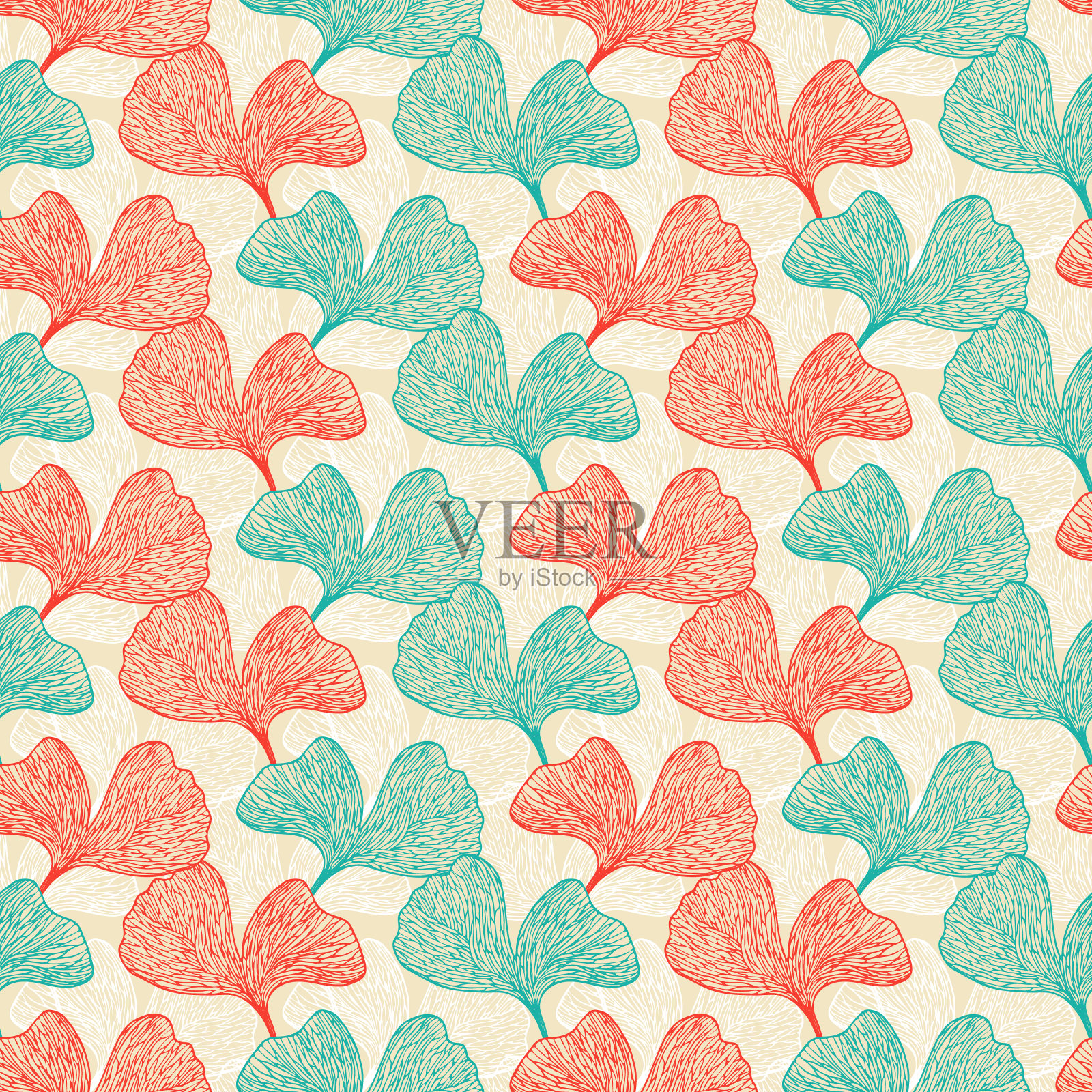 无缝图案的观赏银杏叶插画图片素材