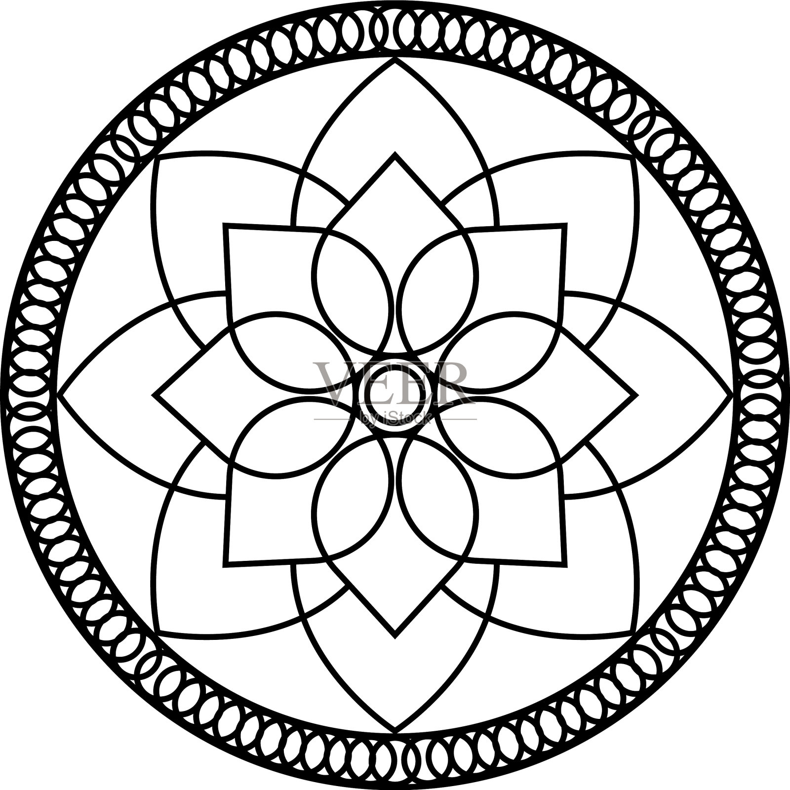 勾勒出一个花卉图案的曼荼罗插画图片素材