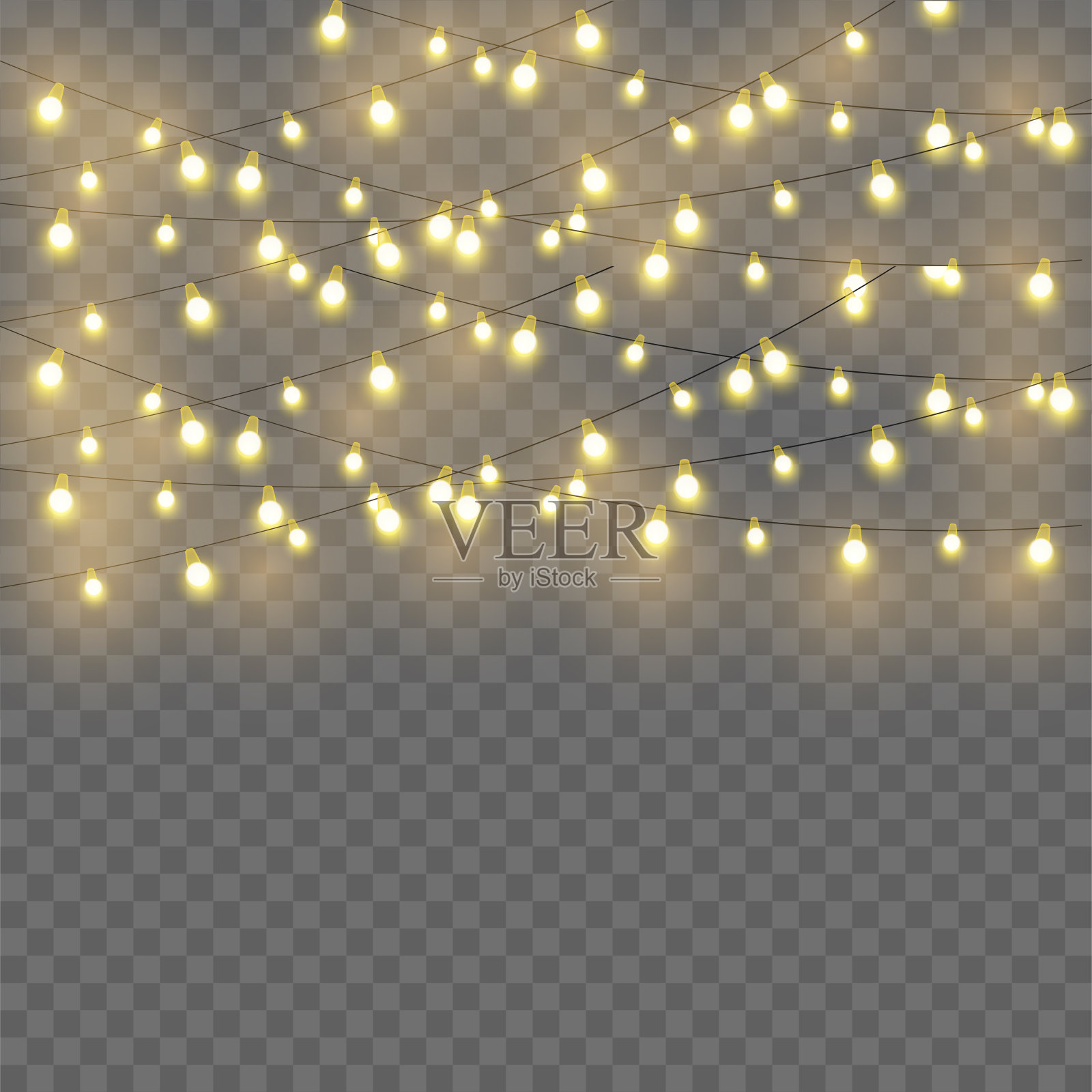 圣诞贺卡设计的发光灯。花环装饰。向量插画图片素材