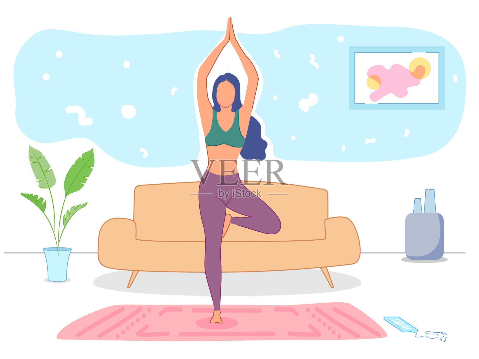 女子在为国际瑜伽日做体式设计元素图片