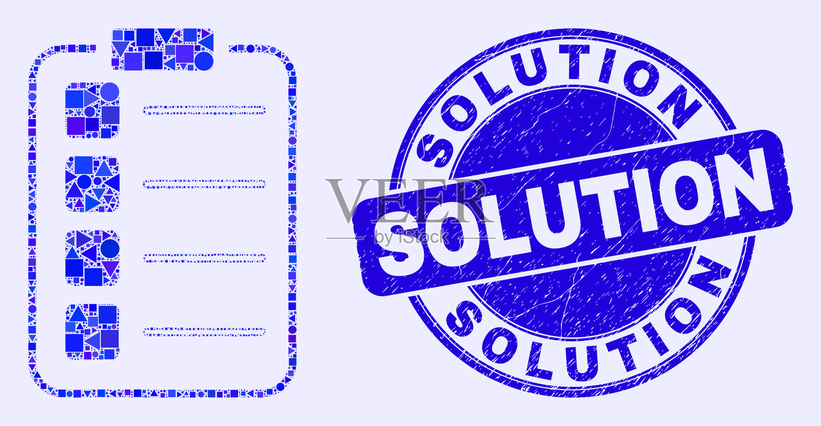 蓝色的危难解决邮票印章和清单项目插画图片素材