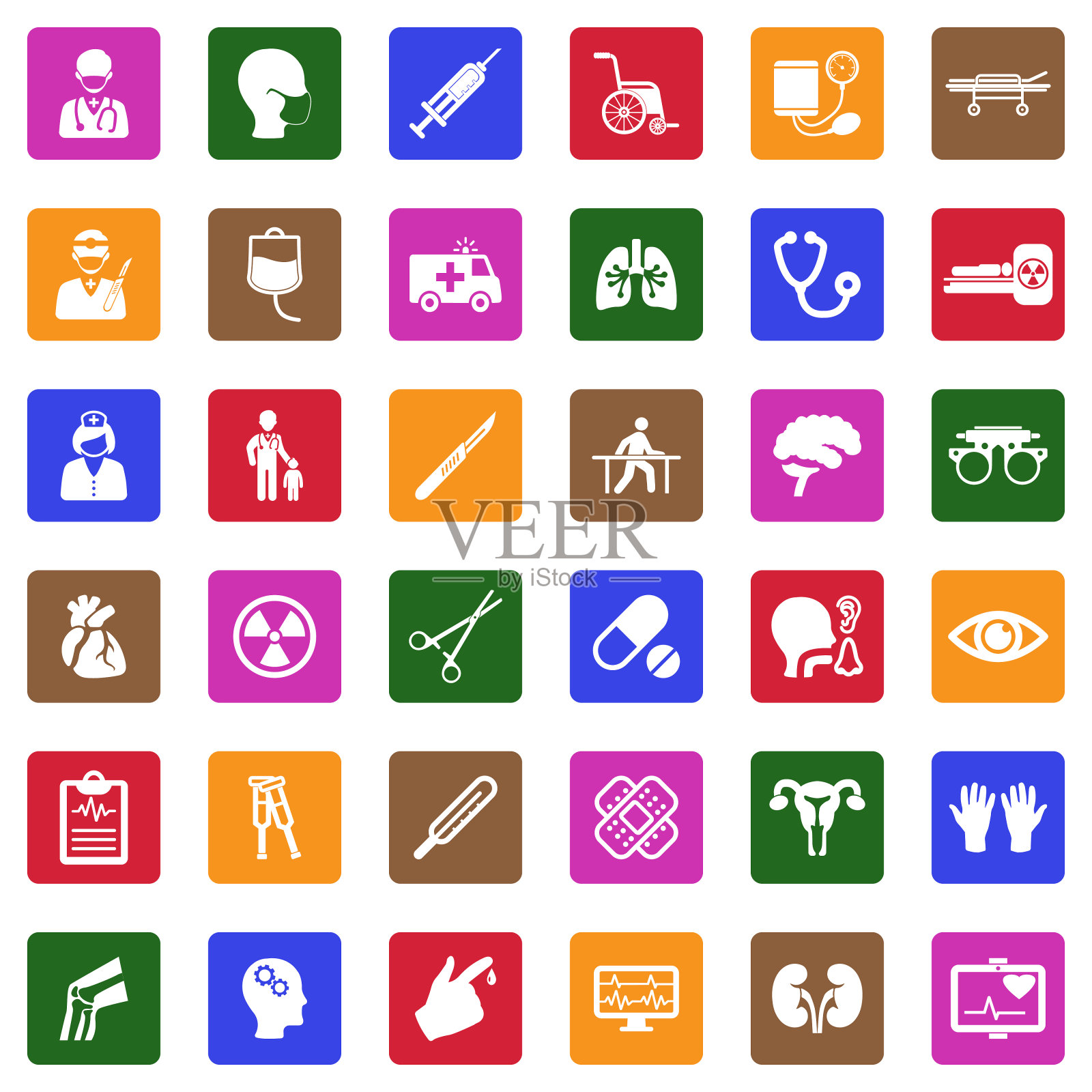 医院的图标。方形的白色平面设计。矢量插图。图标素材