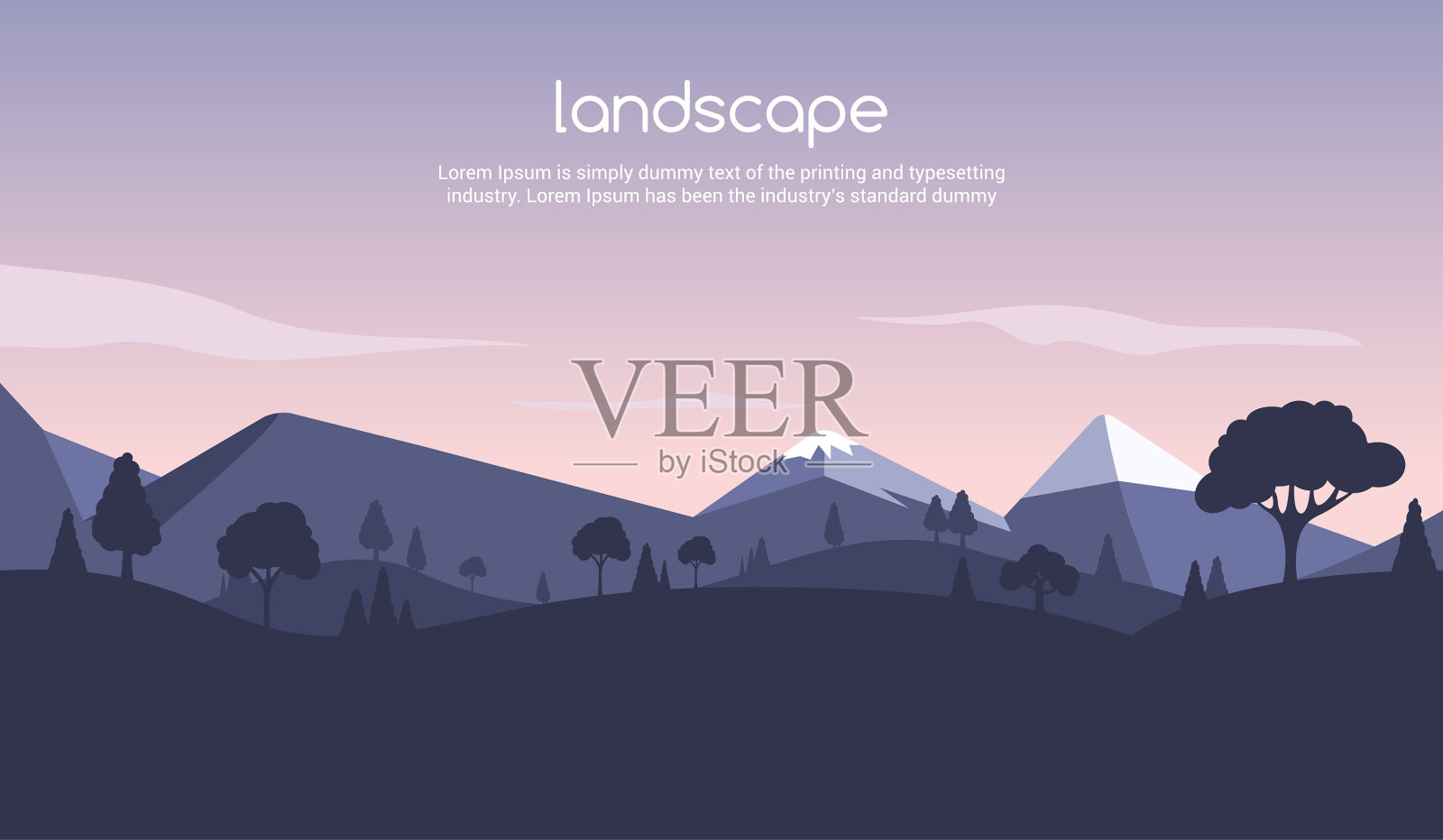 风景日落平面背景自然天空插画图片素材